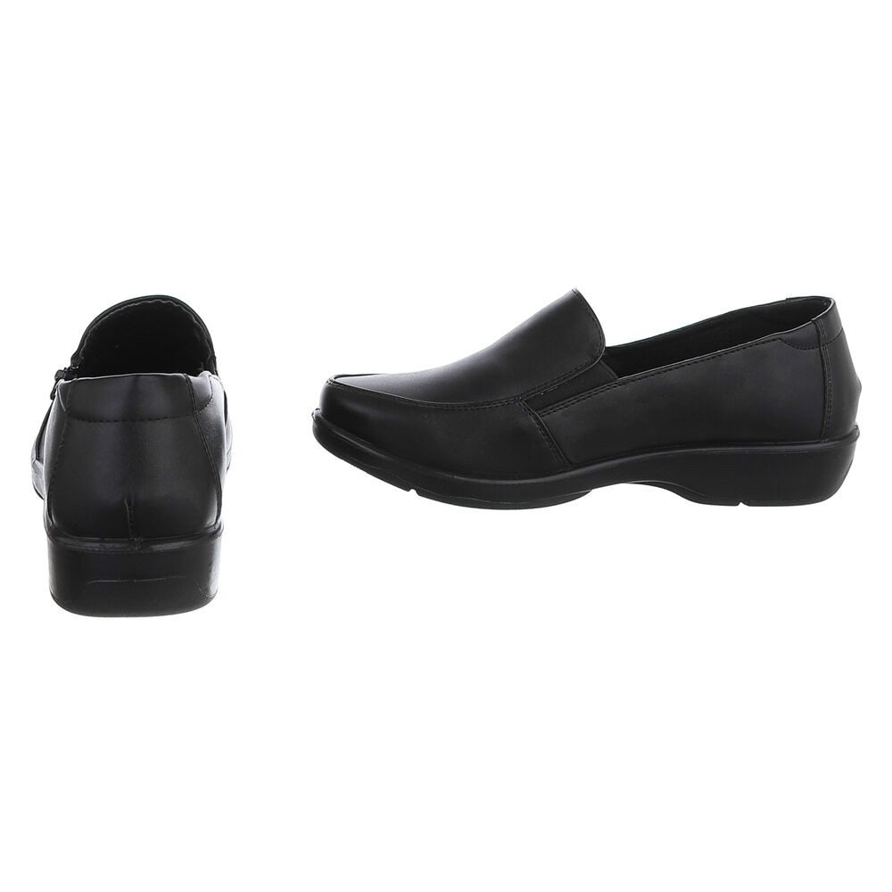 Ital-Design Damen Slipper mit Reißverschluss und Komfortsohle Mokassin (91783517) Blockabsatz Schnürer in Schwarz – Bild 5 von 5