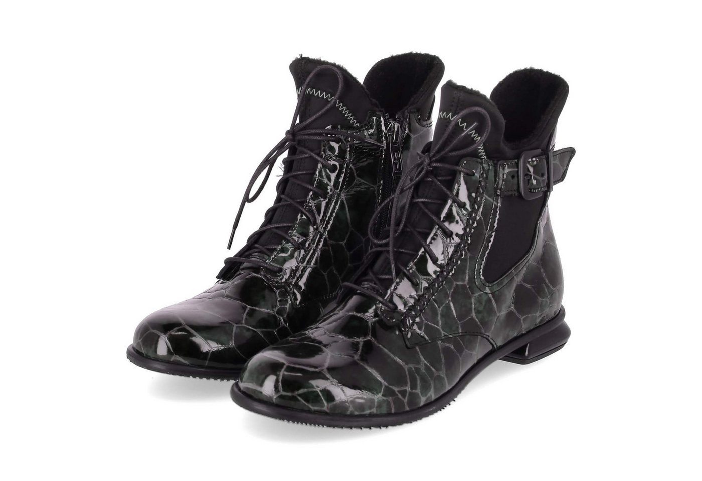 Simen Simen 6401A Grün Damen Lackleder green Schnürstiefel