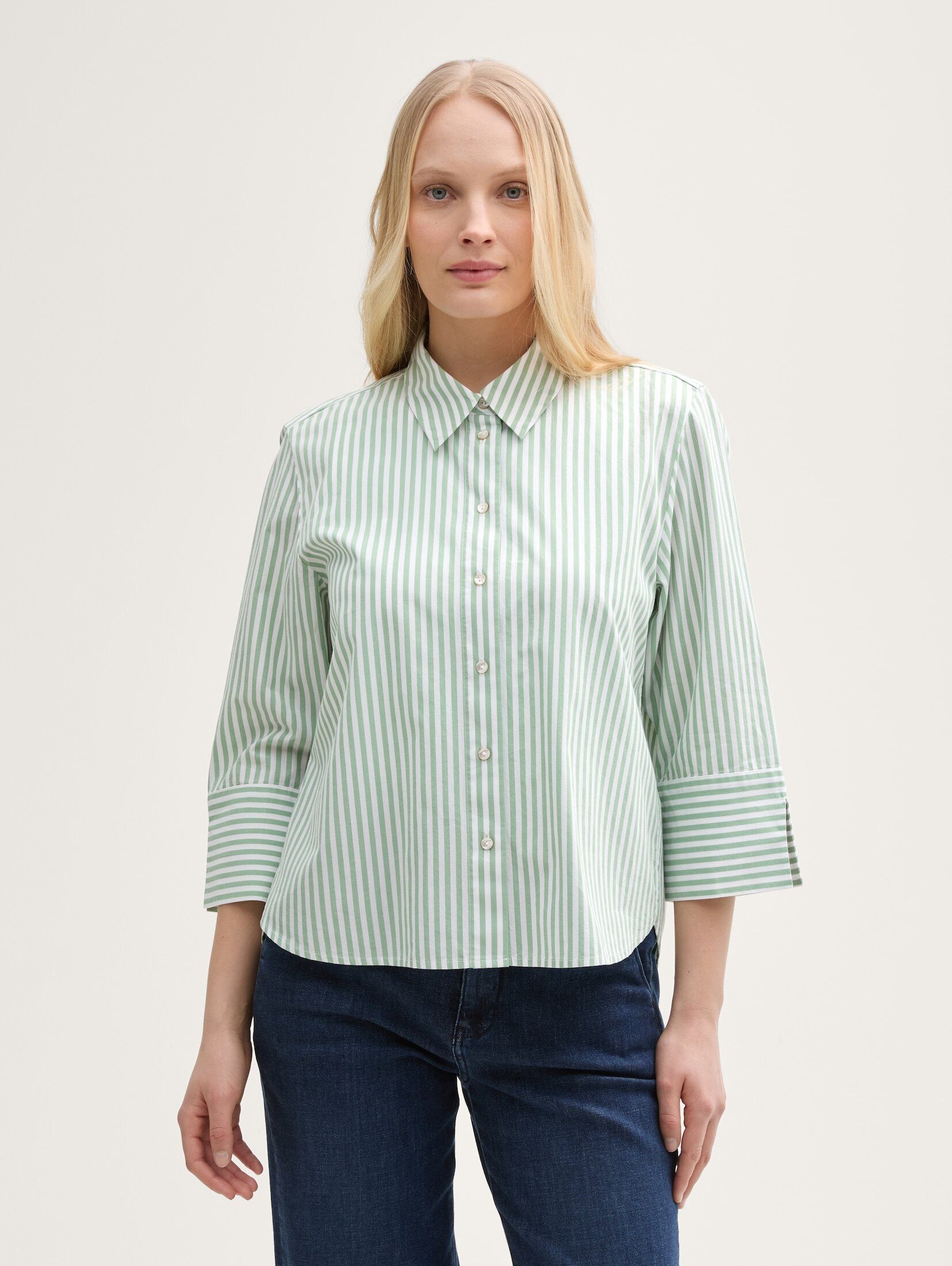 Langarmbluse Loose Fit Bluse mit Streifenmuster
