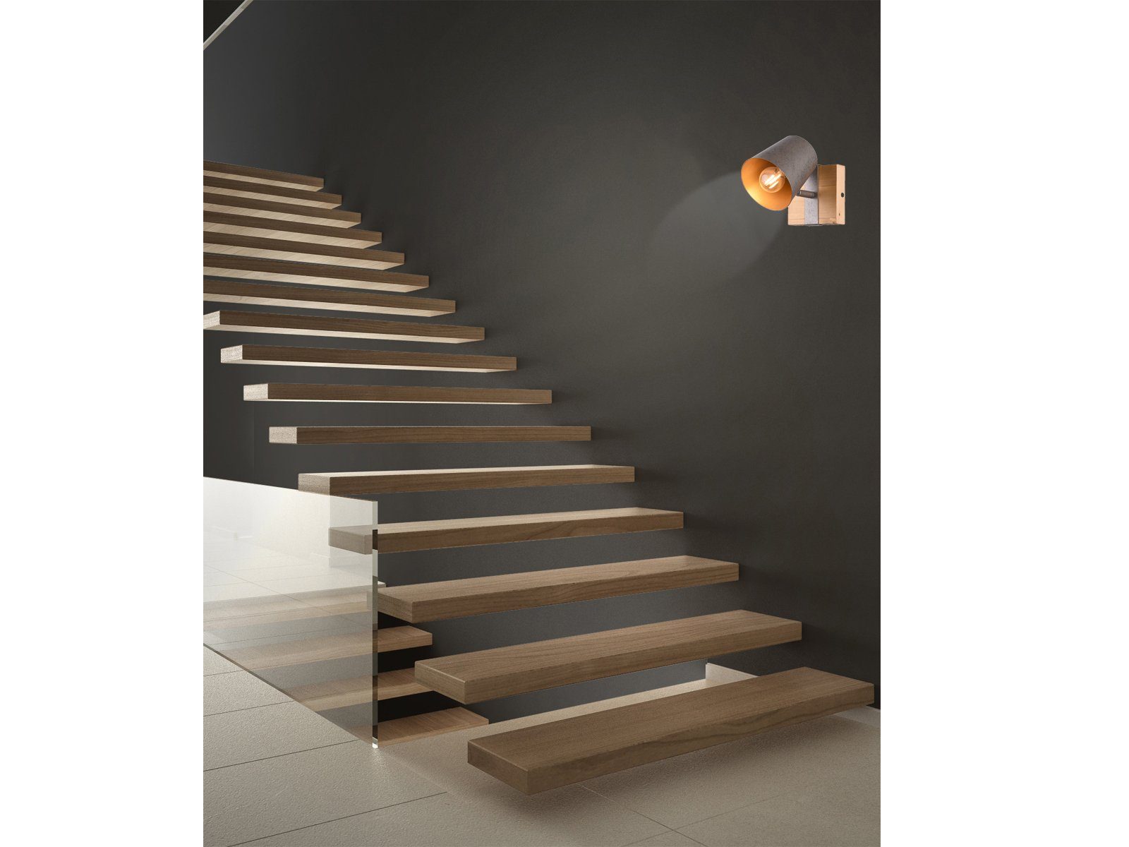 TRIO Leuchten LED Wandstrahler mit Holz inkl. E14 LED, Höhe 14,5cm, dimmbar, LED wechselbar, Warmweiß, innen Strahler, Vintage Wand-Leuchte schwenkbar inkl. E14 – Bild 5 von 5