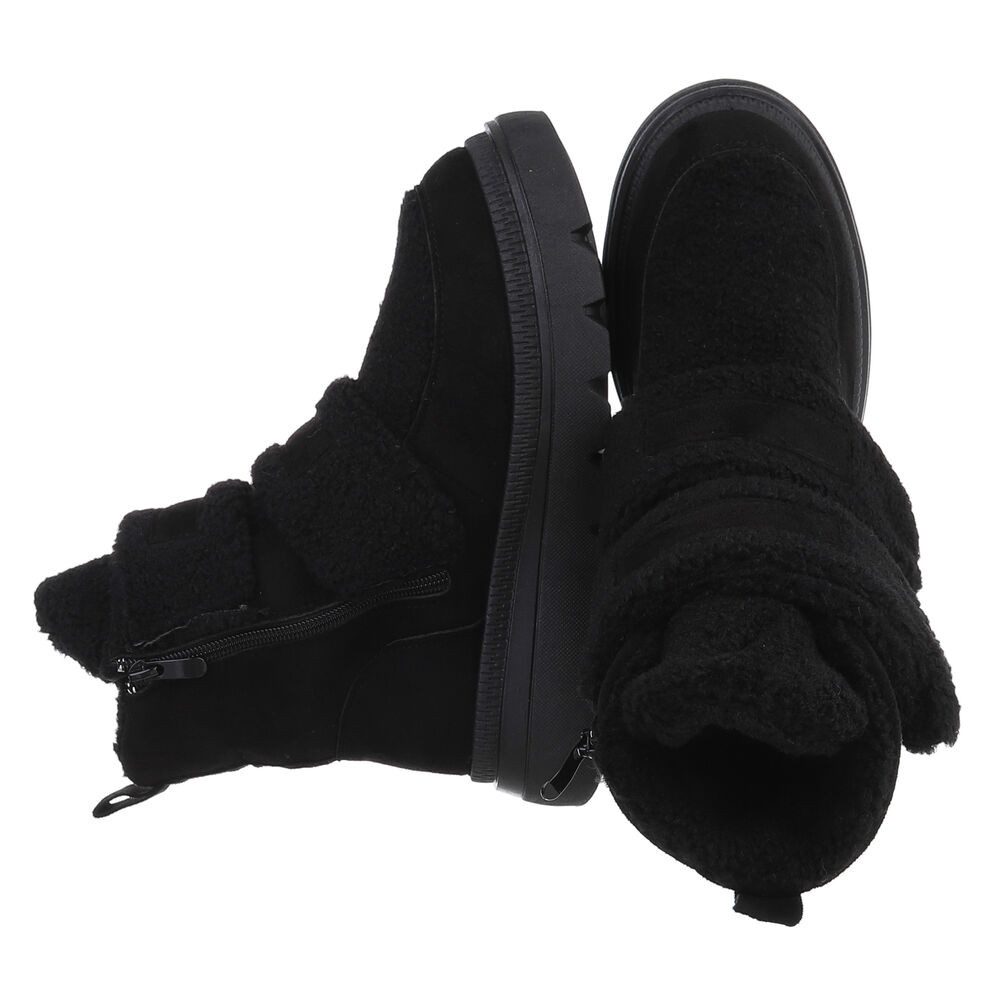 Ital-Design Sportliche Stiefelette mit Klettverschluss für Freizeit Plateaustiefelette (90458084) Keilabsatz/Wedge Stiefeletten in Schwarz
