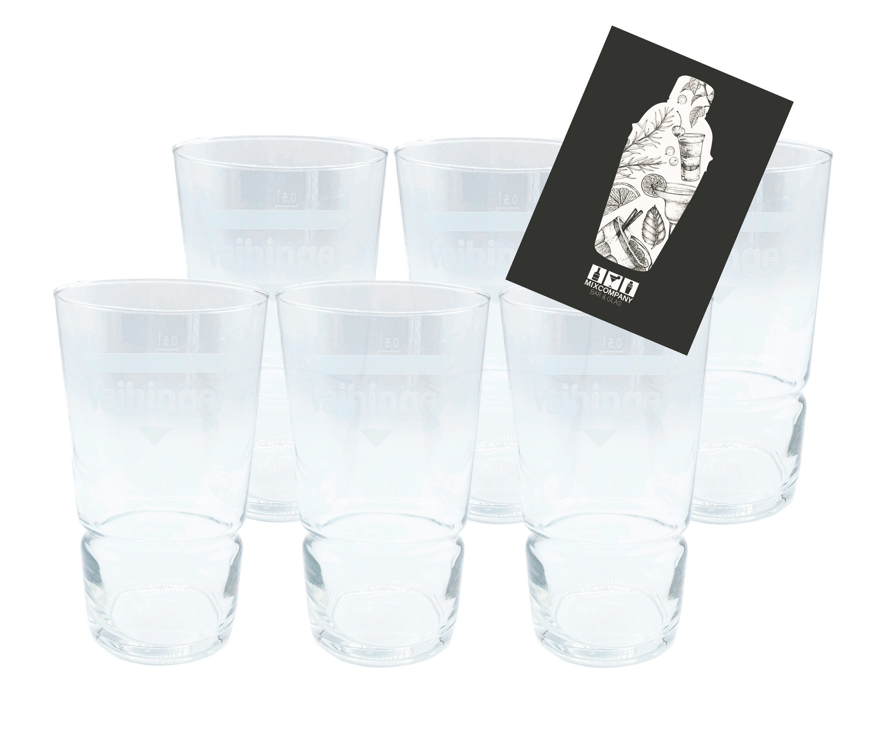 Gläser-Set Vaihinger Longdrink Cocktail Saft Glas Set - 6x Gläser geeicht 0,5L