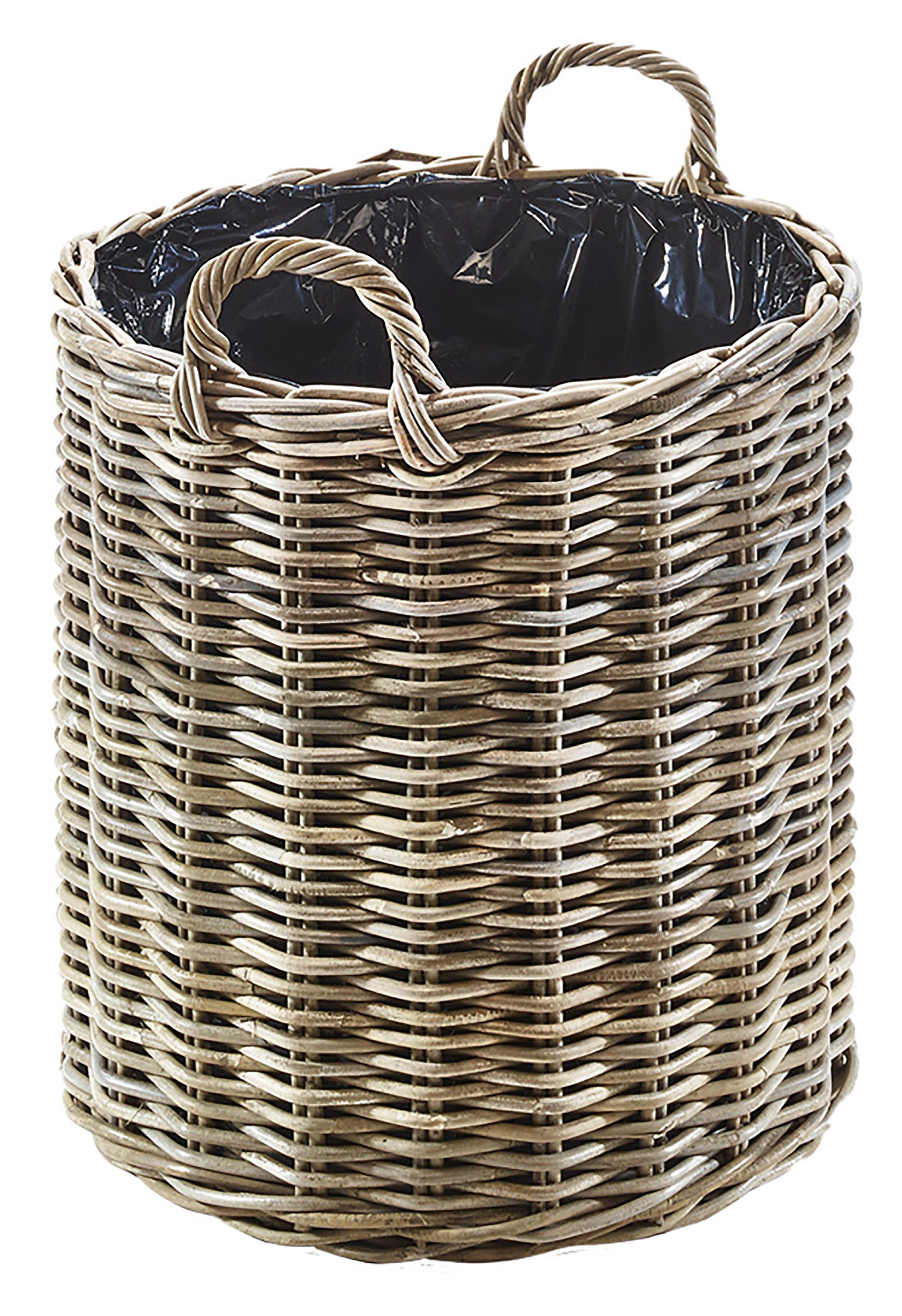 Kobolo Pflanzkübel Pflanzkorb aus grauem Rattan mit Folie mittel günstig online kaufen