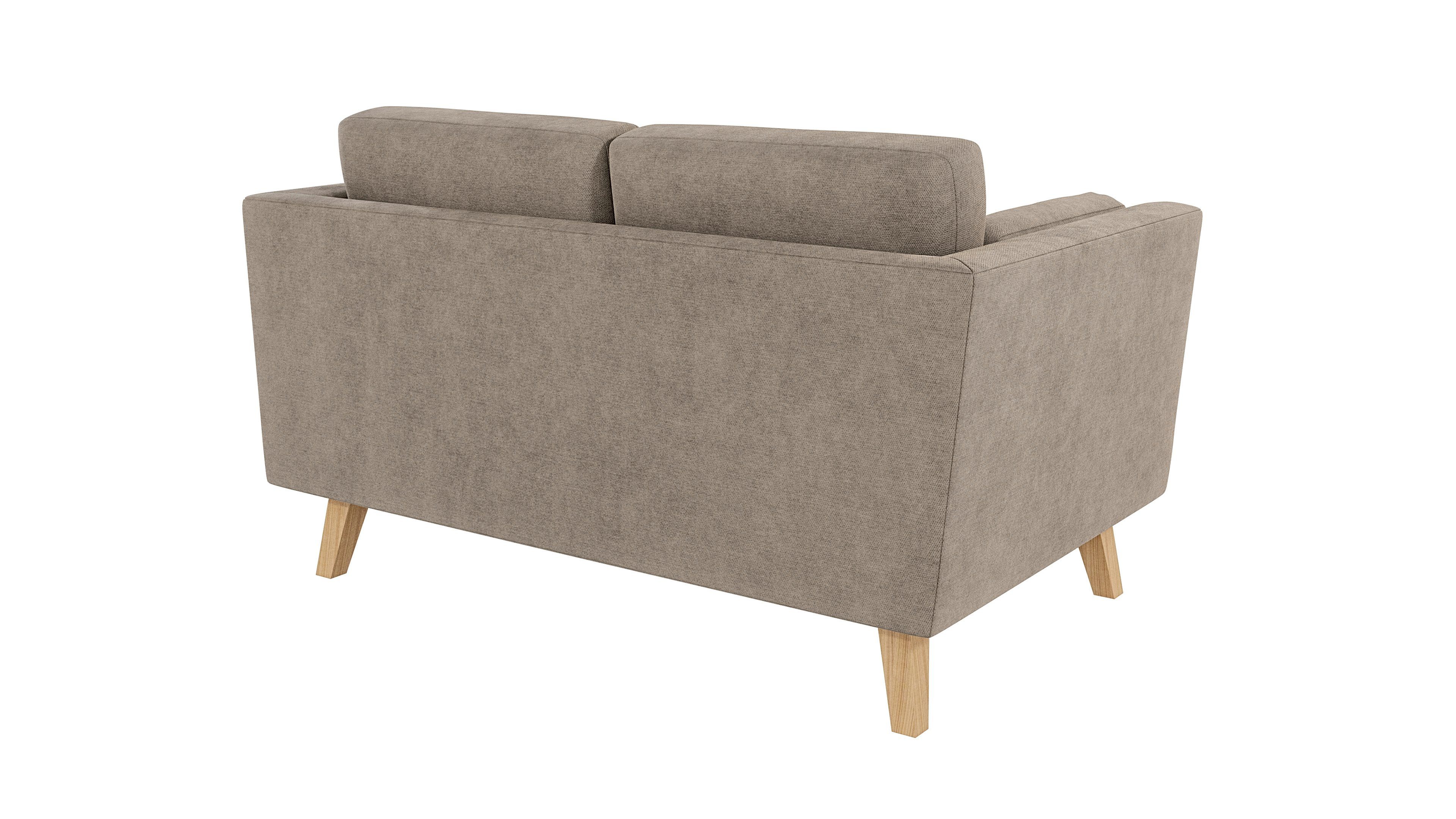Sofa Wellenfederung S-Style Möbel Design, mit Dunkelbeige Angeles im skandinavischen 2-Sitzer
