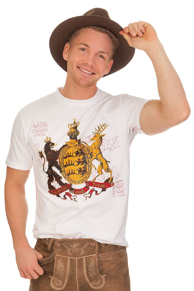 KRÜGER BUAM Trachtenshirt Trachtenshirt Herren - WÜRTTEMBERG II - weiß