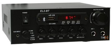 E-Lektron EL2-BT Audioverstärker (Anzahl Kanäle: 2, 25,00 W, Class-D, FM-Radio, Bluetooth-Empfänger, USB/SD, Karaoke-fähig)