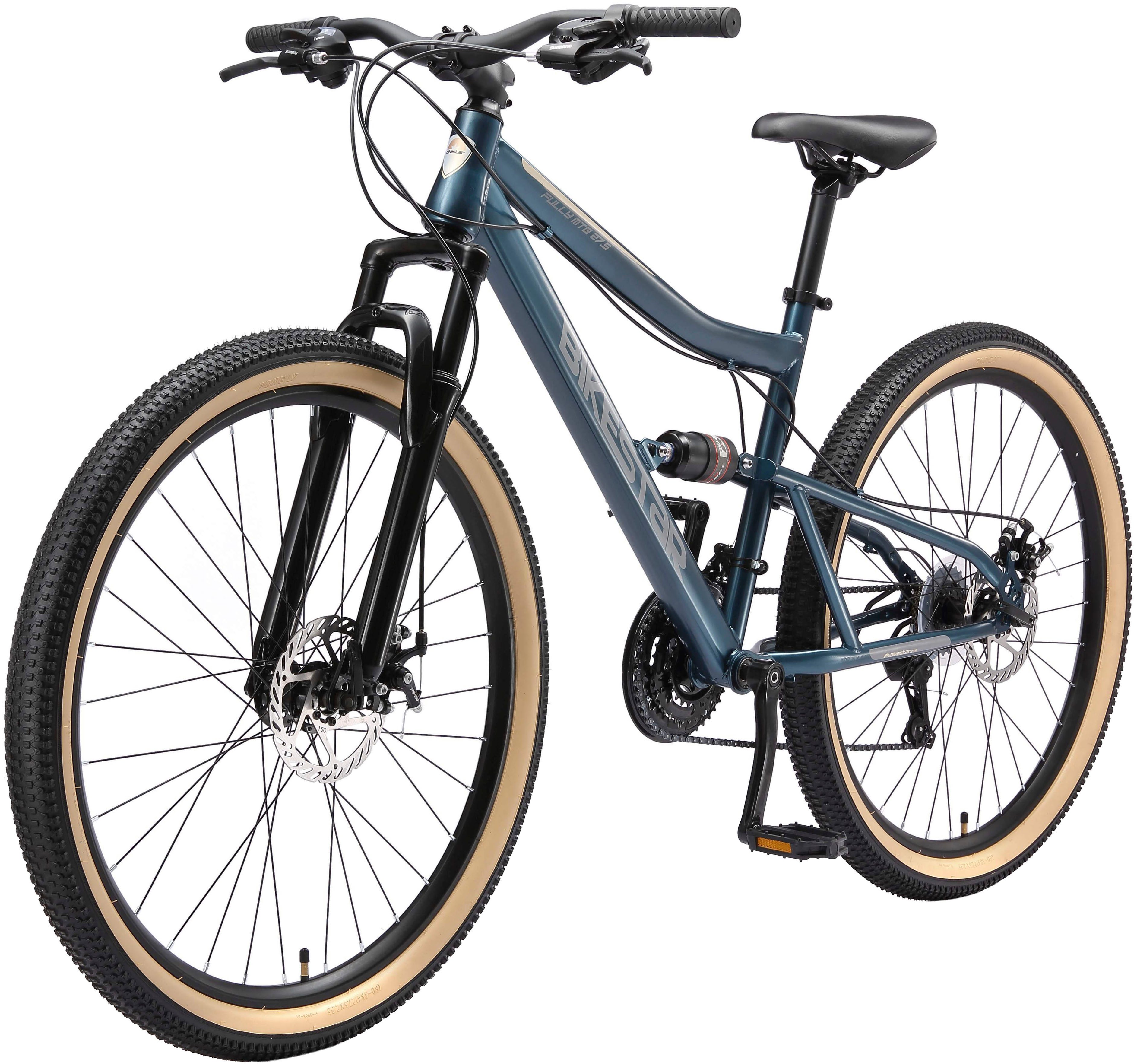 Bikestar Mountainbike, 21 Gang Shimano RD-TY300 Schaltwerk, Kettenschaltung, für Damen und Herren, Kettenschaltung