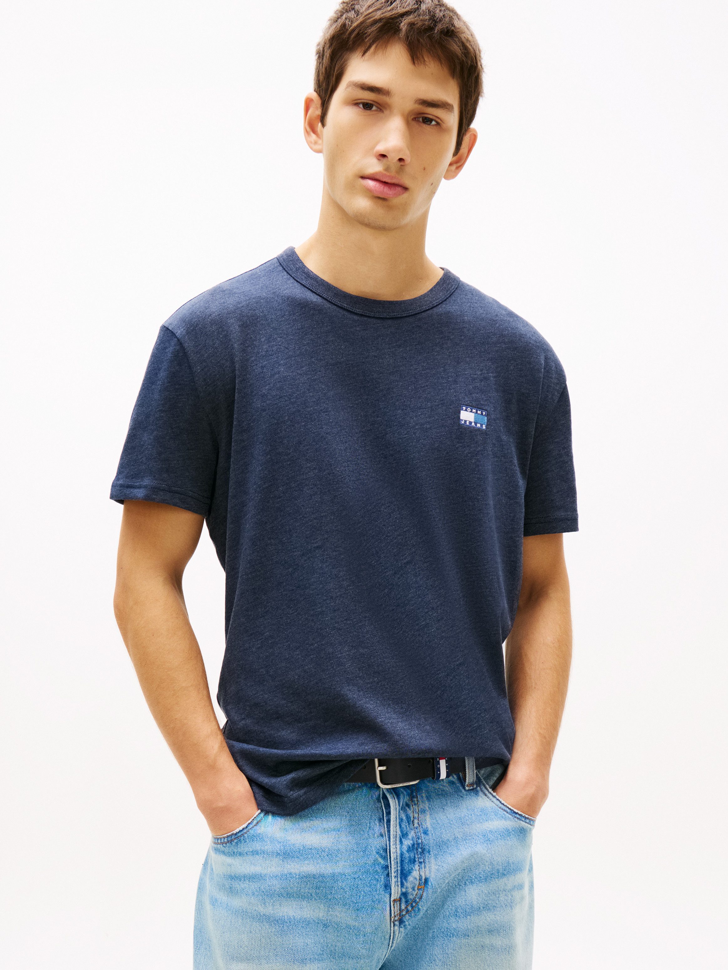 Tommy Jeans T-Shirt TJM REG BADGE Rundhals, Jersey, meliert, regular fit günstig online kaufen