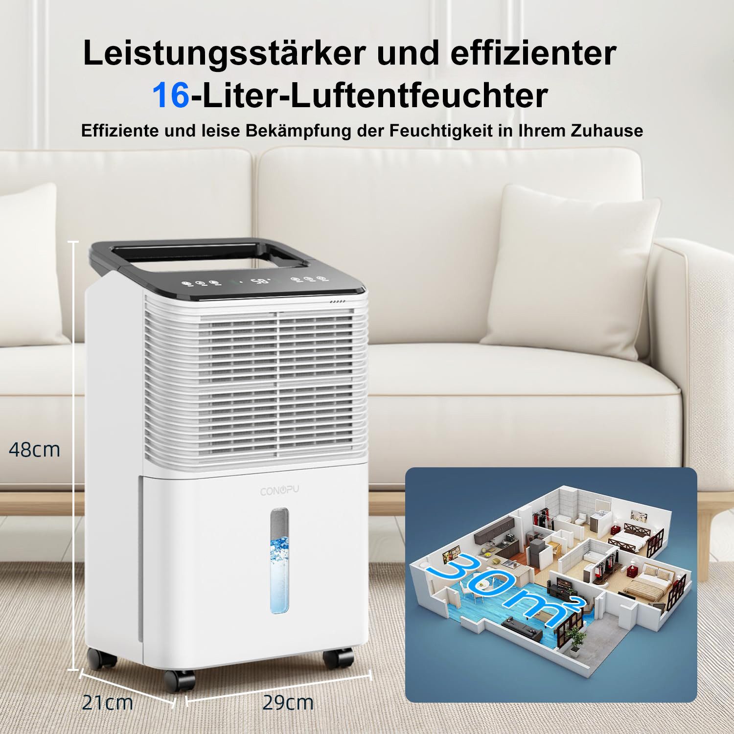 CONOPU Luftentfeuchter Luftentfeuchter 16L/Tag, Ultra-leiser Luftentfeuchte günstig online kaufen