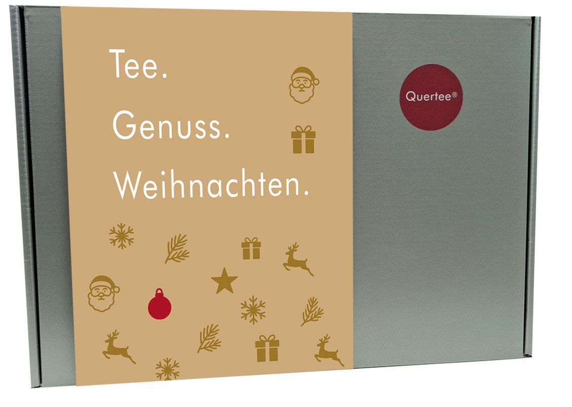 Quertee Lebensmittel-Geschenkset Tee Geschenkset Weihnachten Wintertee Kandissticks & Deko Geschenkbox