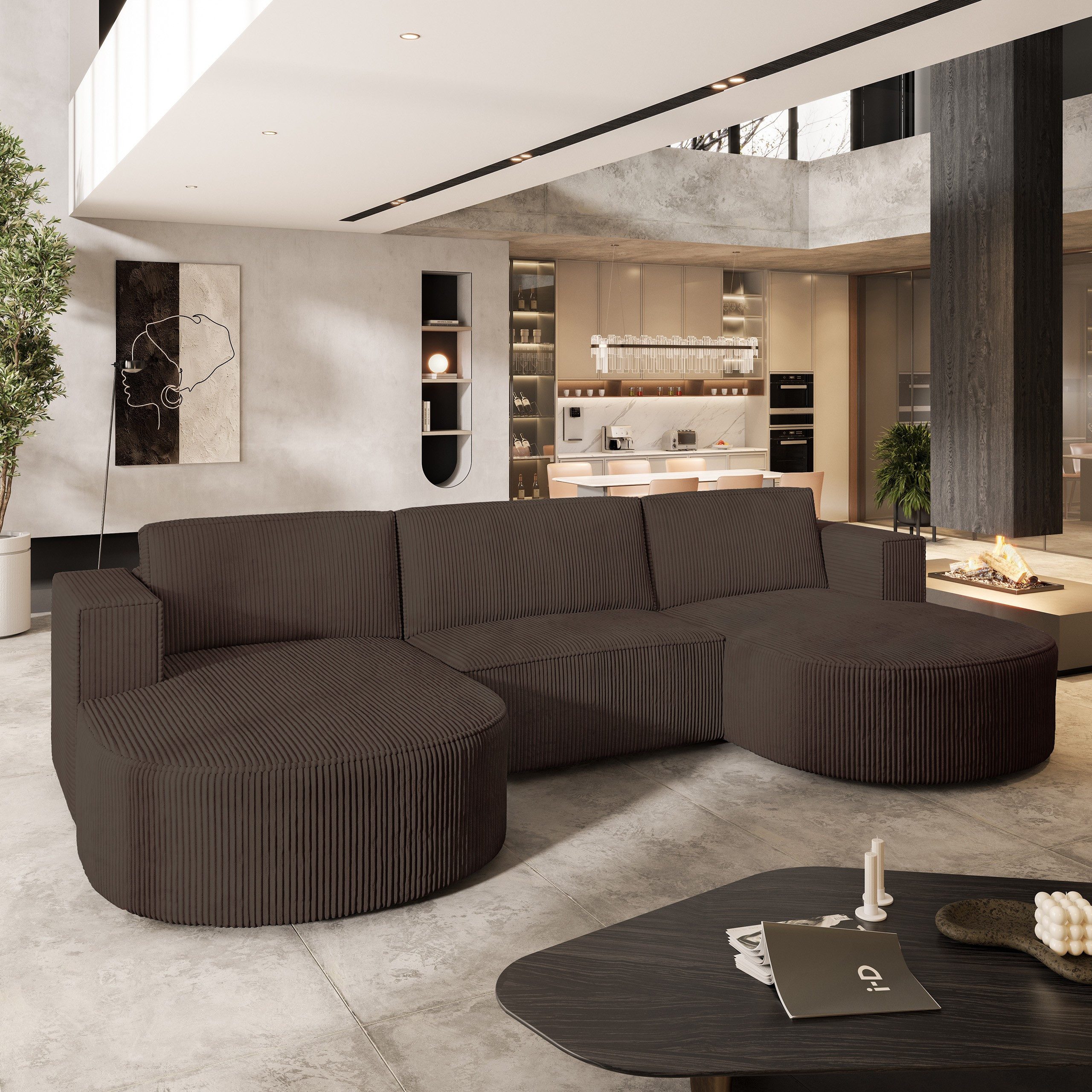 Masseno Ecksofa VEZZO mit Schlaffunktion U-Form, Sofa mit Bettkasten