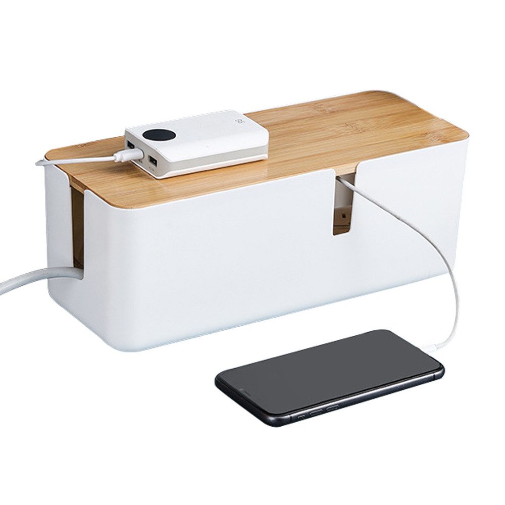 NUODWELL Kabelbox Kabelmanagement-Box mit Bambusdeckel, Büro günstig online kaufen
