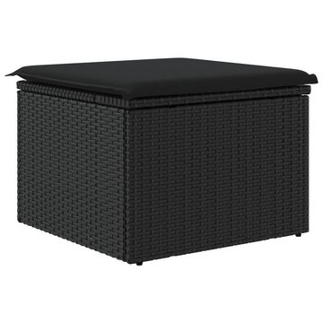 vidaXL Hocker Gartenhocker mit Kissen Schwarz 55x55x37 cm Poly Rattan