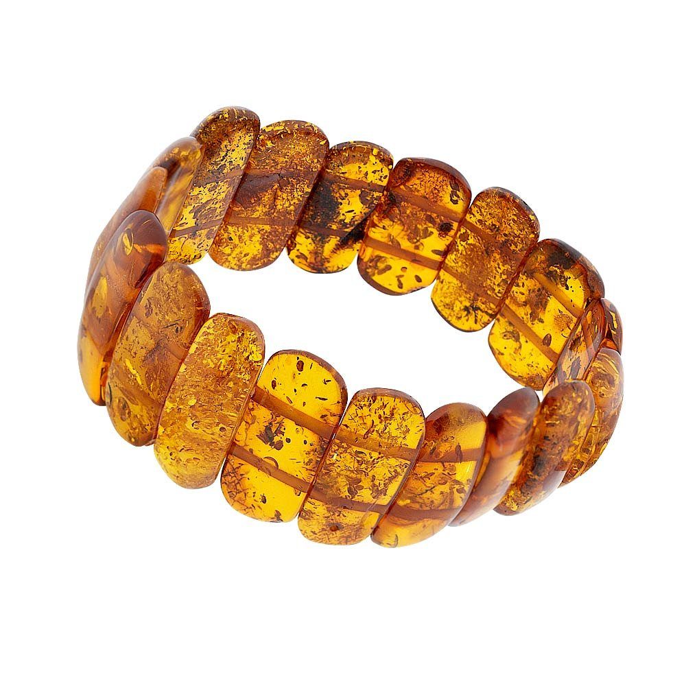 AmberProfi Armband Stretch-Armband aus baltischen Naturbernsteinen (in Cognacfarbe, 1-tlg), Eleganter Schmuck für Damen