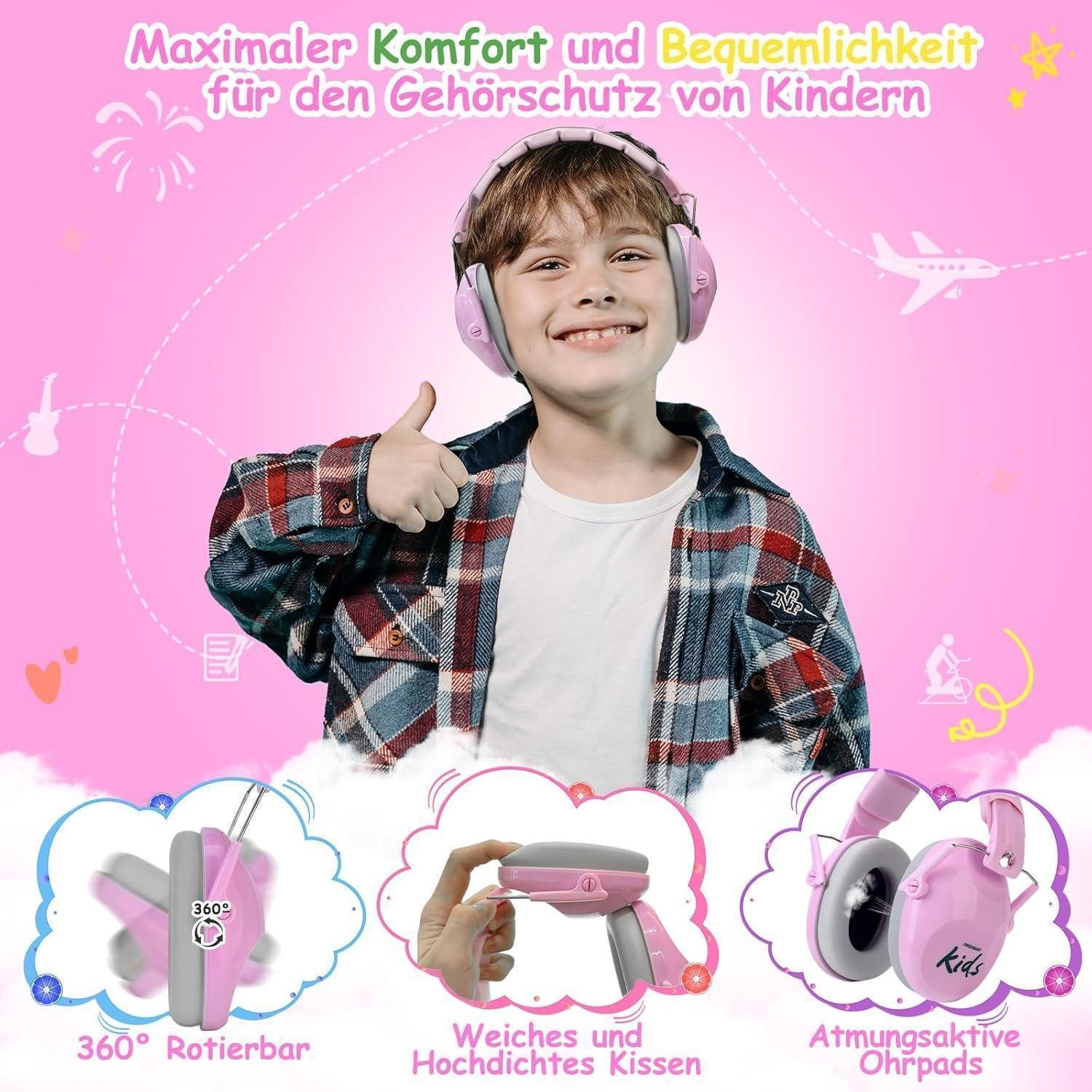 LuxusKollektion Kapselgehörschutz Gehörschutz Kinder Lärmschutz Kopfhörer SNR28dB Rosa