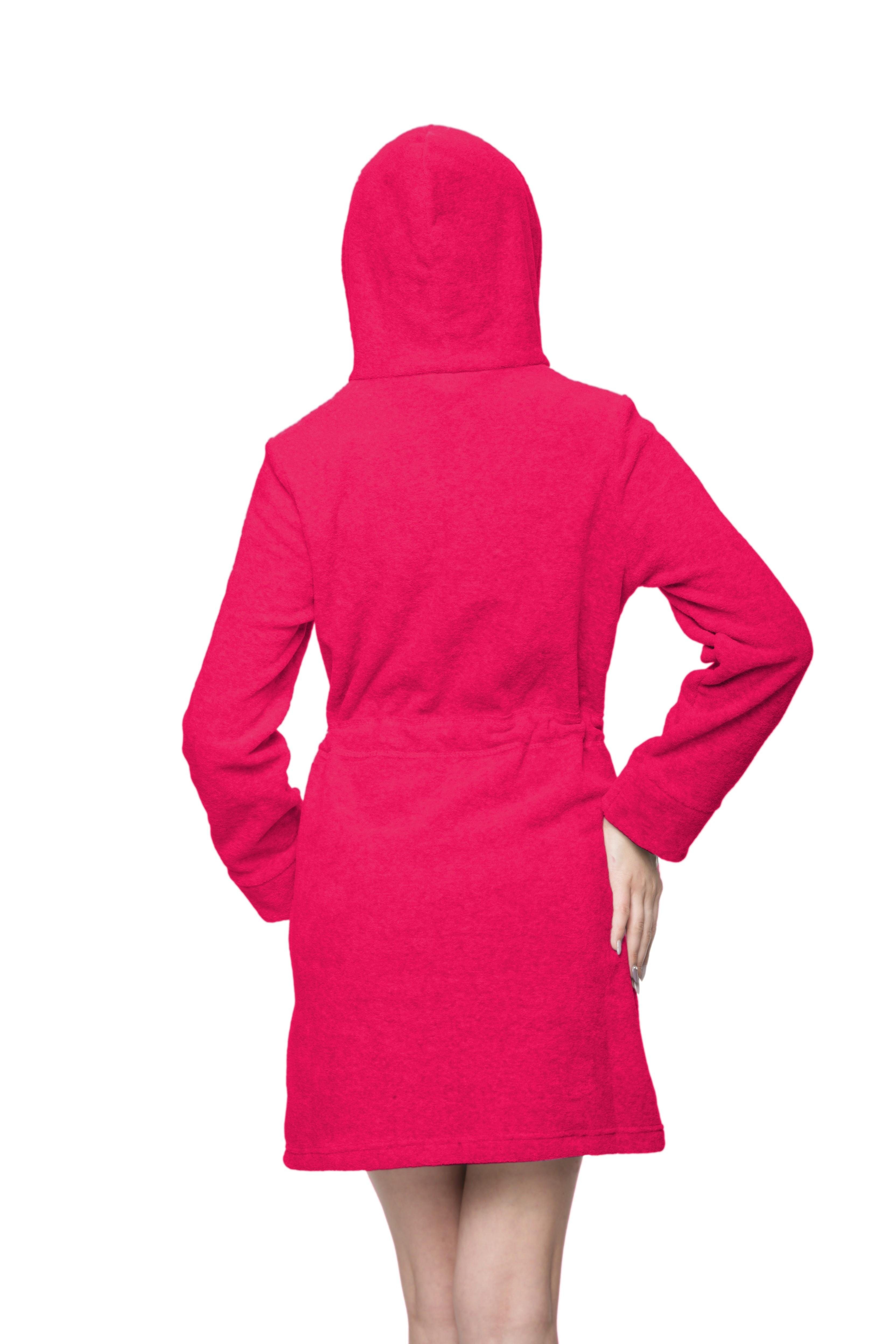 Reißverschluss Damen Aquarti mit Kapuze Pink Morgenmantel Bademantel Aquarti und Damenbademantel