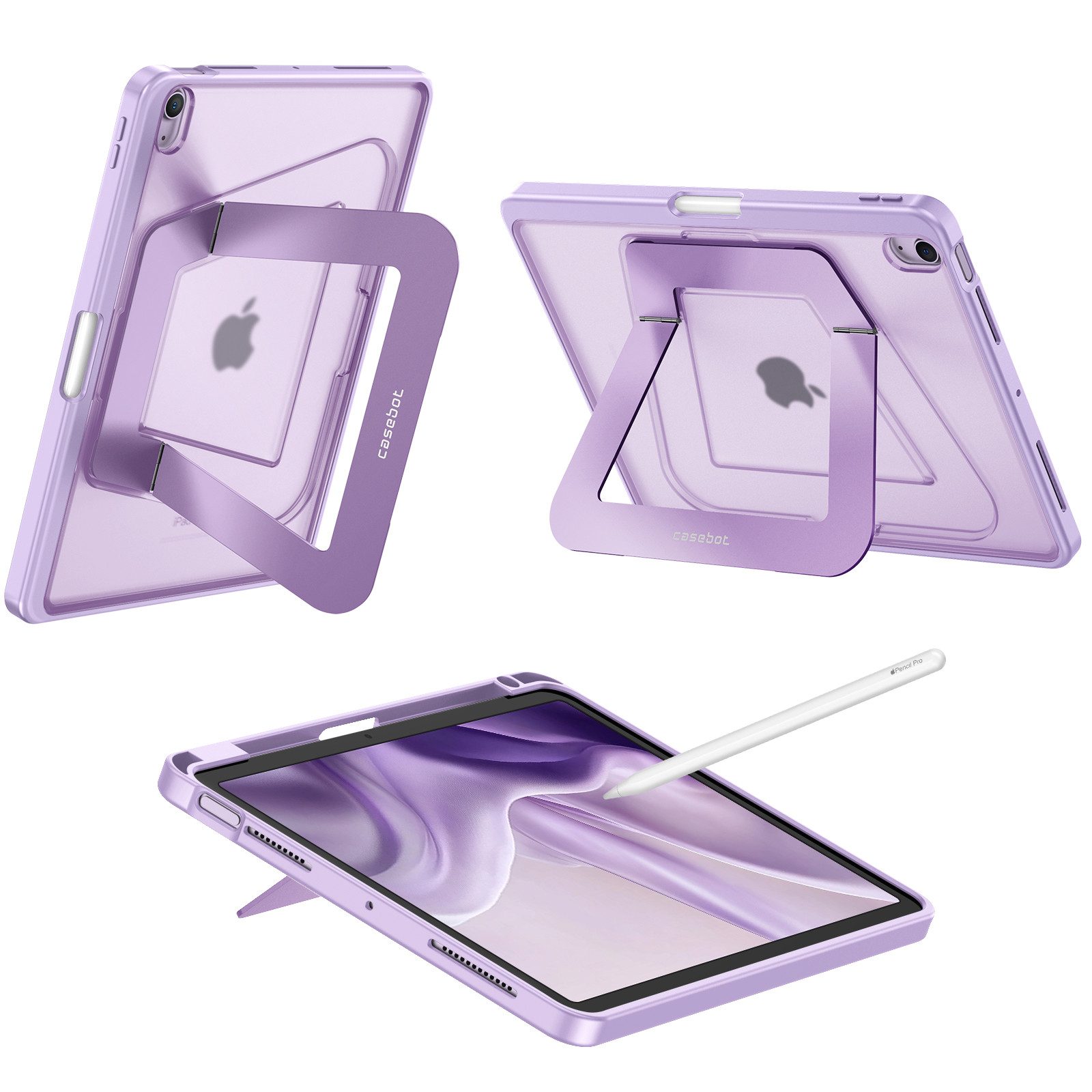 Fintie Tablet-Hülle für iPad Air 11'' M4/M3/M2(2026/2025/2024), iPad Air 5/4 Gen 2022/2020 10,9 Zoll, [Integrierter Stifthalter] mattierte Hartschale mit Mehrwinkel-Ständer