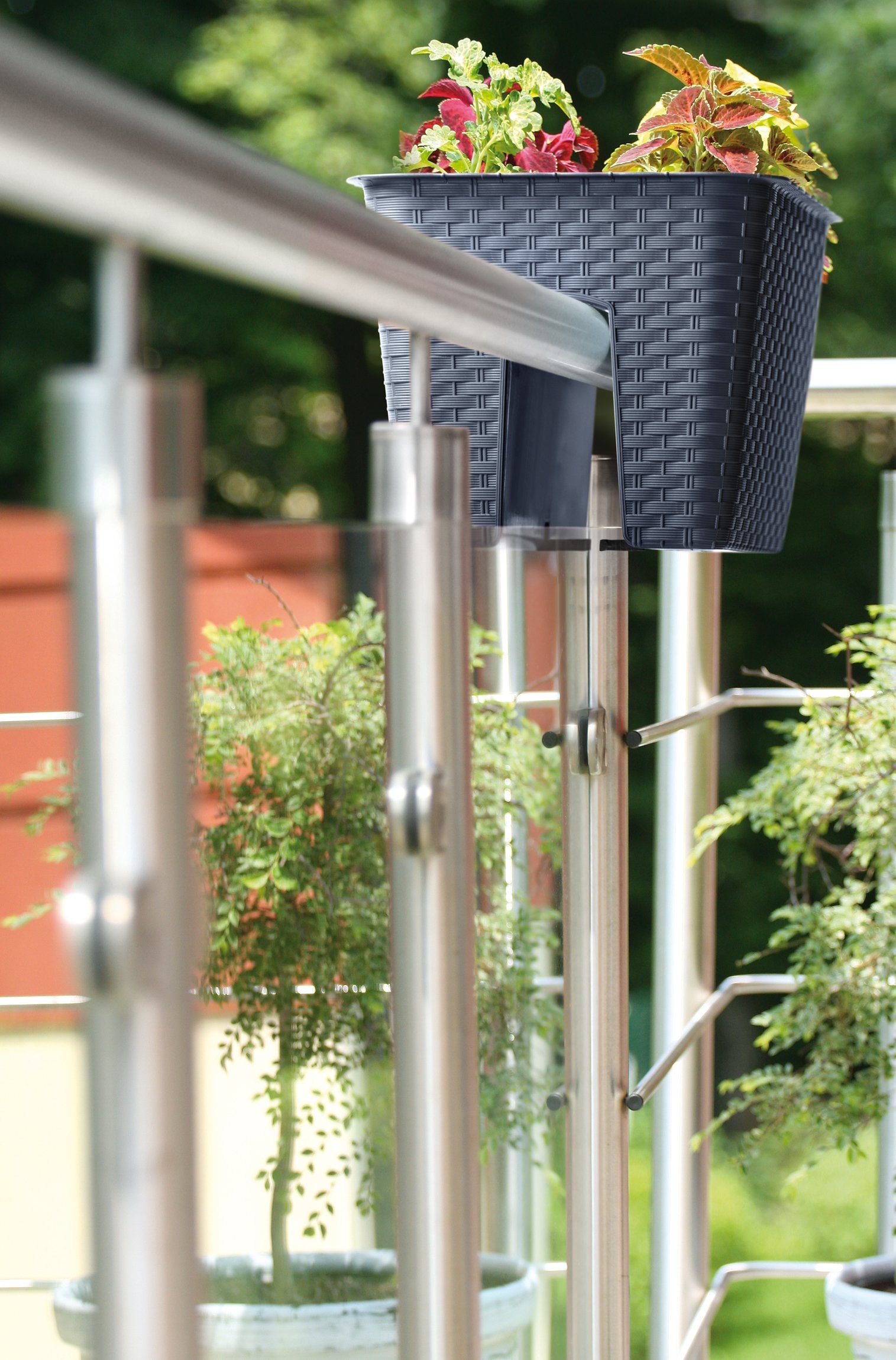 BigDean Blumenkasten 40x27x22,5 Rattan Look Geländer günstig online kaufen
