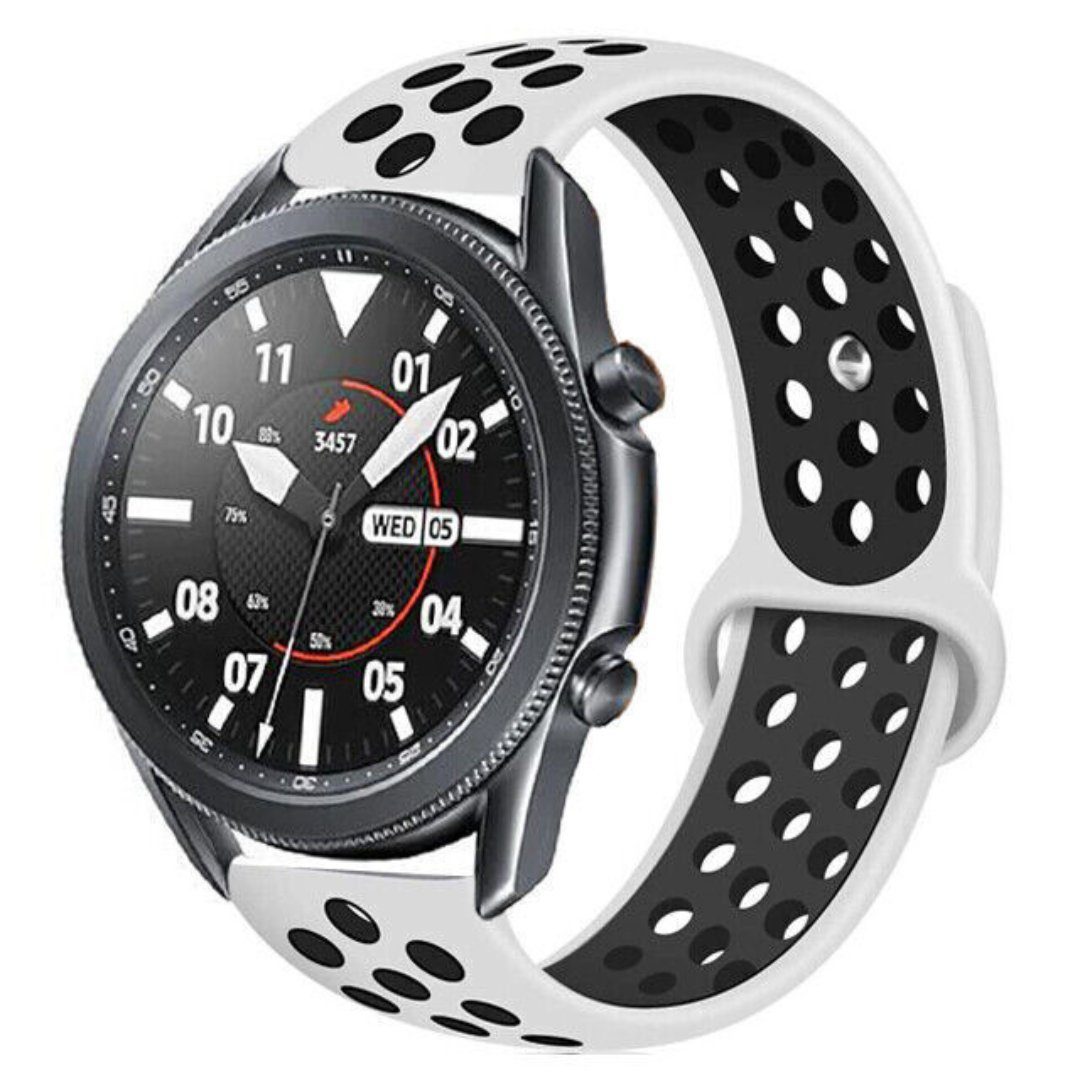 SmartUP Uhrenarmband Sport Silikon Armband für Samsung Galaxy Watch 6 5 4 Gear S3 Classic, Sportband, Silikon Ersatzarmband #5 Weiß