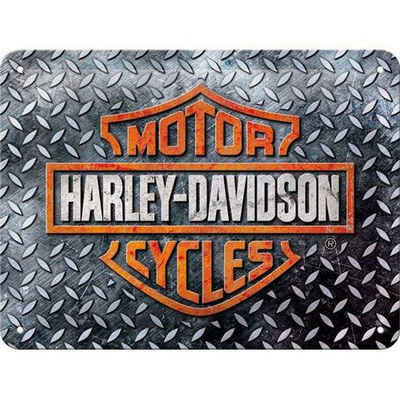 Nostalgic-Art Metallschild Blechschild 15x20 cm - Harley-Davidson - Harley-Davidson Diamond Plate