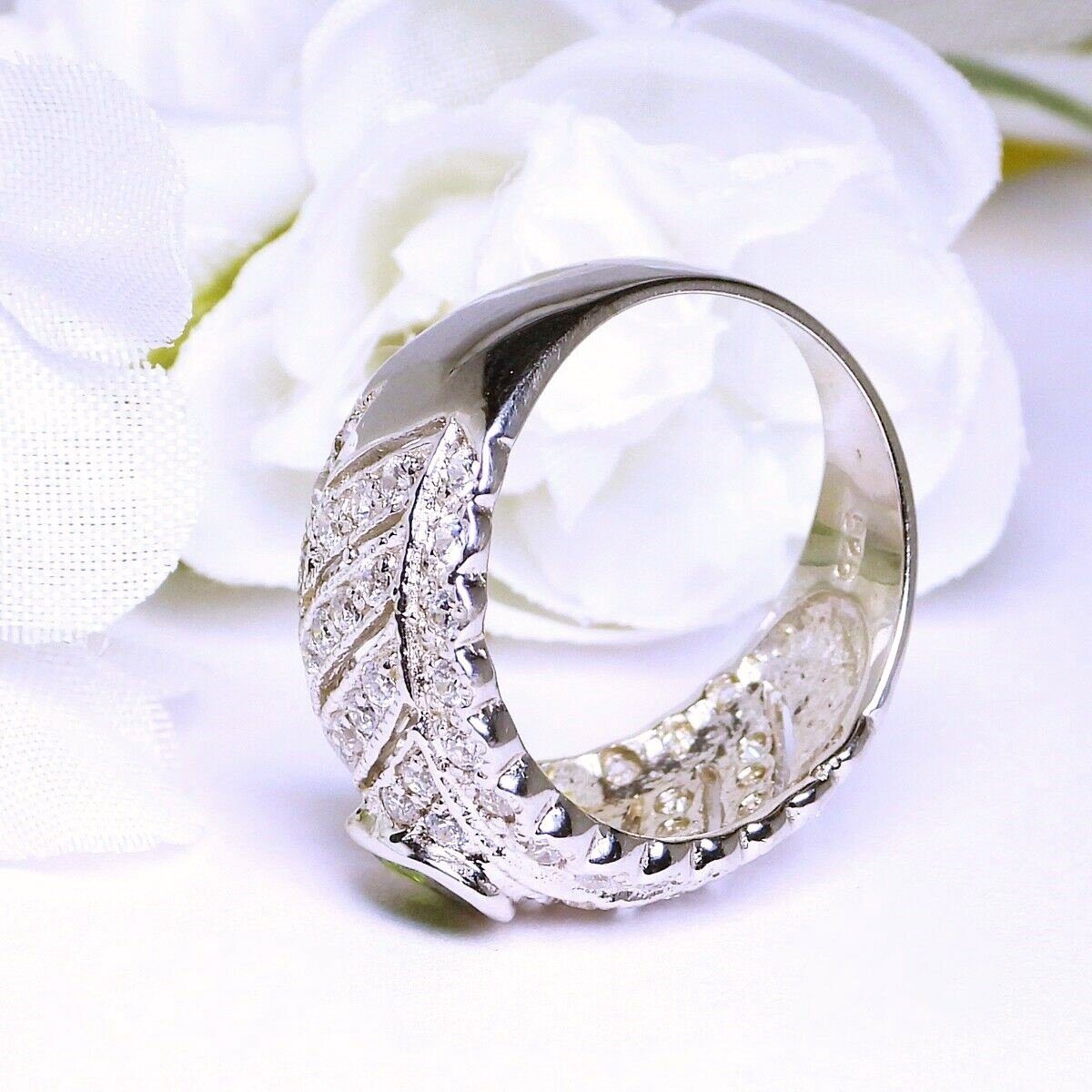 Damen Schmuck Goldene Hufeisen Silberring Chromdiopsid Ring aus 925 Sterlingsilber Damen echte Edelsteine Fingerring, Einzelstüc