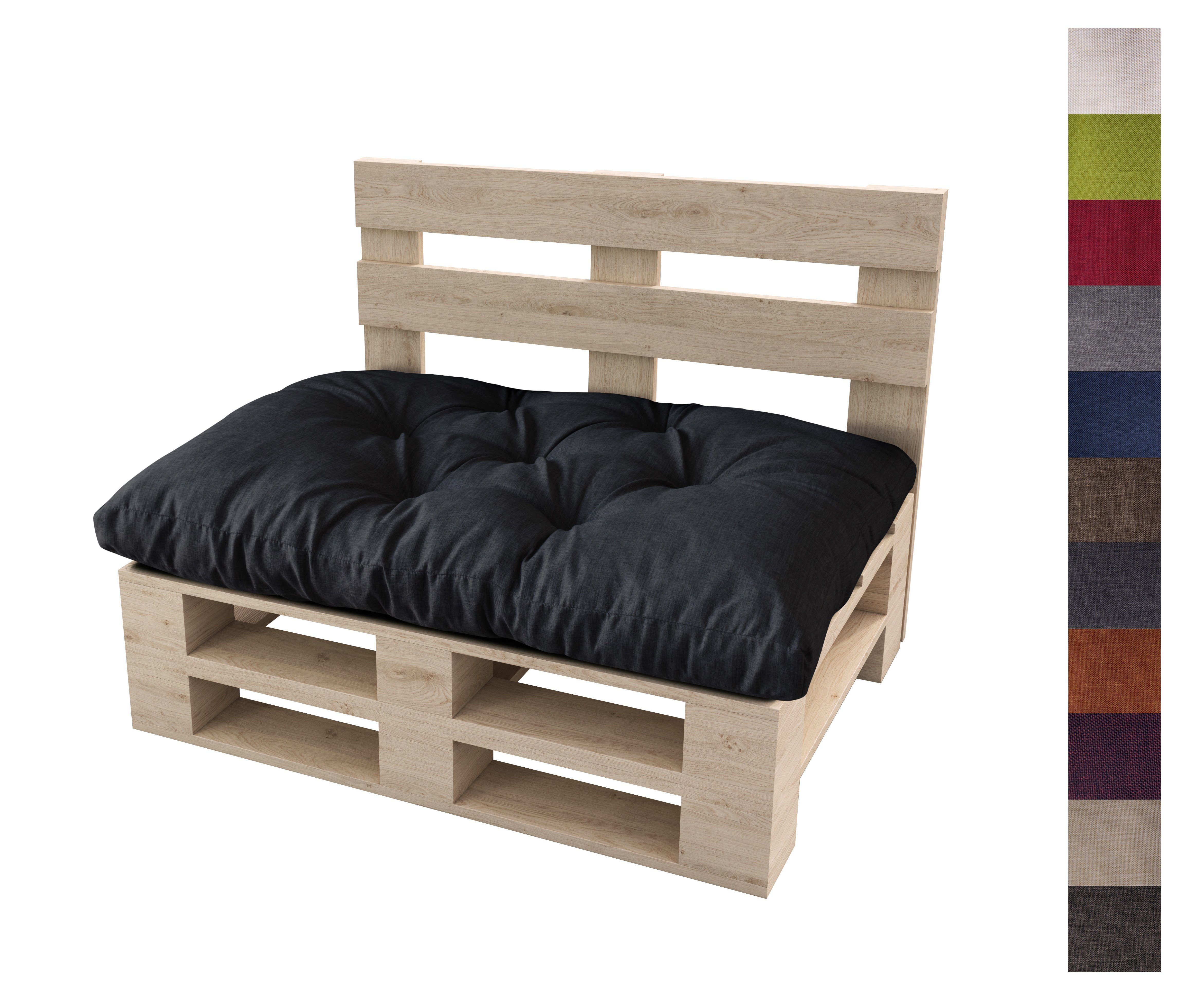 sunnypillow Подушки Palettenkissen gesteppt Подушки 120 x 80 x 12 cm, Schwarz