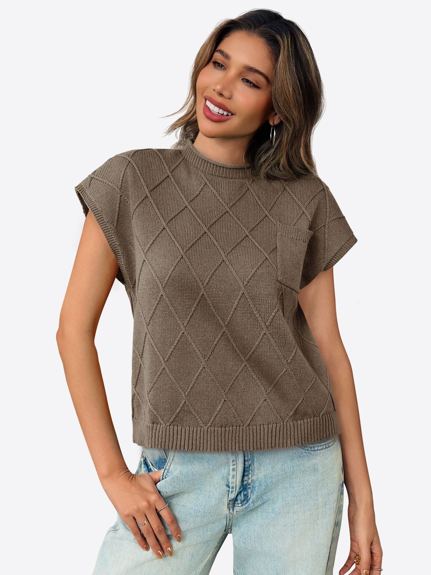 Imily Bela Kurzarmpullover Damen T-Shirt mit Stehkragen und kurzen Ärmeln (Packung, 1-tlg., 1per-Pack) einfarbig – Bild 5 von 5