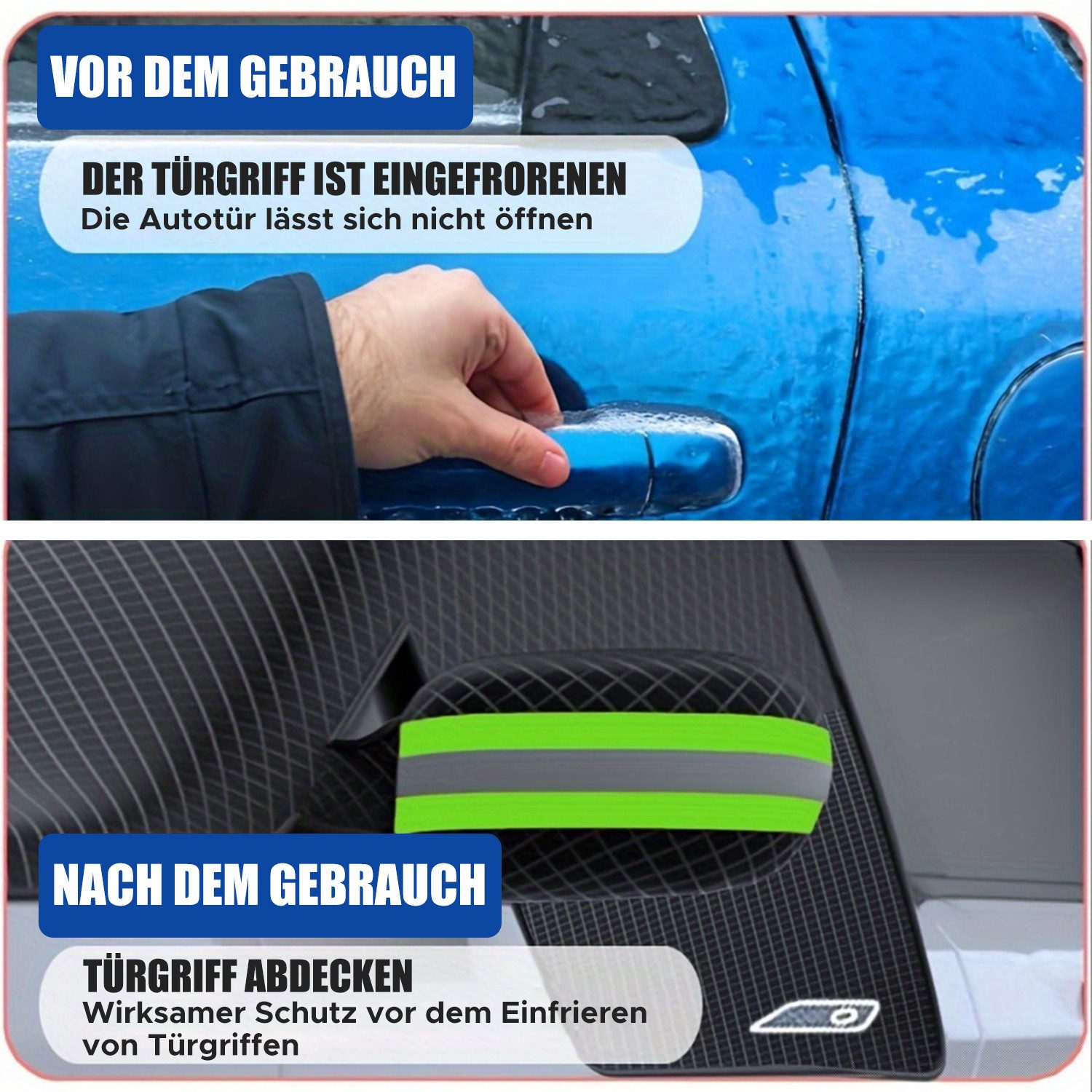 Refttenw Windscreen Cover with 6 Magnets & 4 Straps, Car Cover Winter, Car Cover, 259 x 114.3 cm, for Windscreen & Side Windows & Wing Mirrors & Door Handles