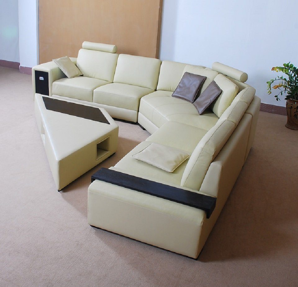 Europe Designer in JVmoebel mit Ecksofa Beige Wohnlandschaft L-Form, Hocker Ecksofa Sofa Made Couch