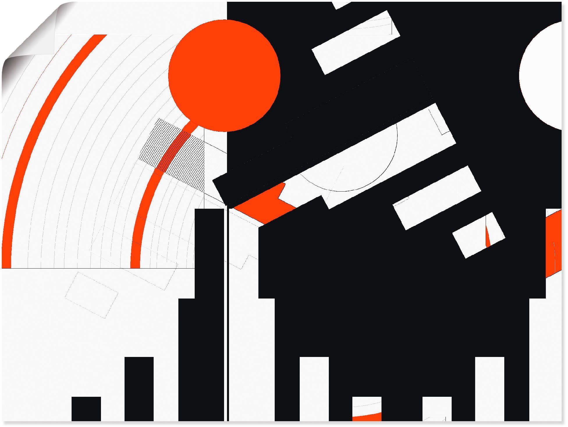 Artland Poster Schwarz weiß trifft rot Version 5, Muster (1 St), ohne Rahmen