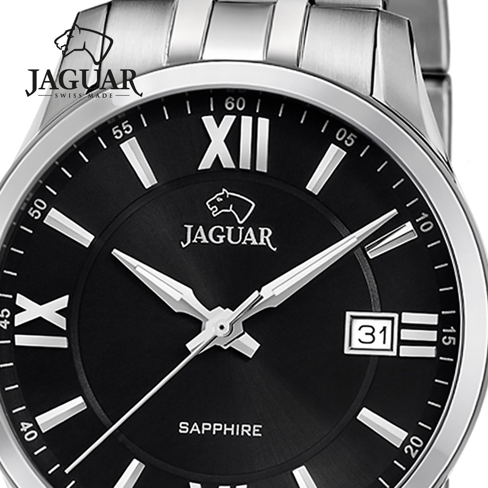 JAGUAR Quarzuhr Jaguar Herrenuhr Edelstahl silber Jaguar, (Analoguhr), Herren Armbanduhr rund, Edelstahlarmband silber