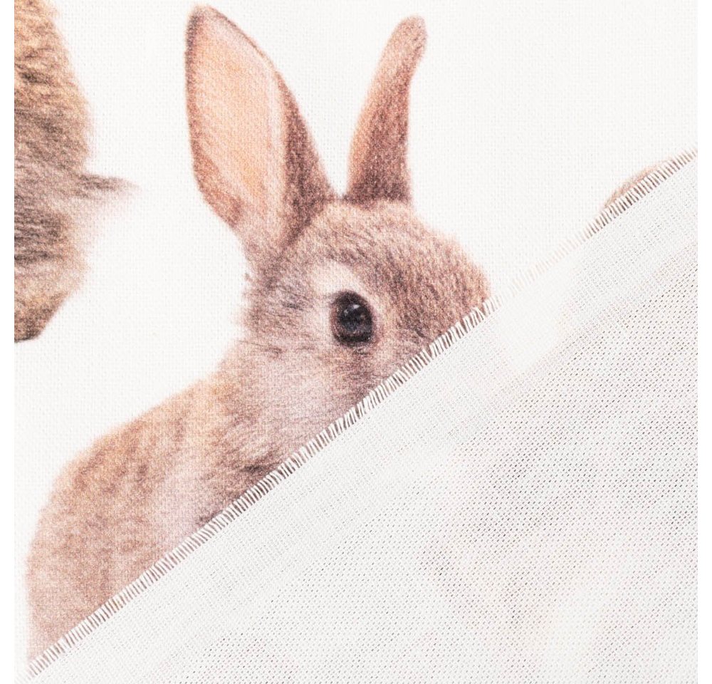 Thumbnail - SCHÖNER LEBEN. Stoff Baumwollstoff Dekostoff Halbpanama Digital Rabbit Family Hasen 1,40m, atmungsaktiv