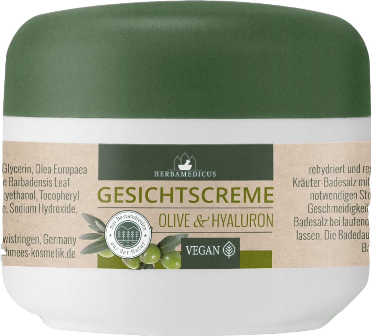 Schmees GmbH Körpercreme 12x Herbamedicus Gesichtscreme 50ml Olive Hyaluron Tagespflege Nacht, 12-tlg.