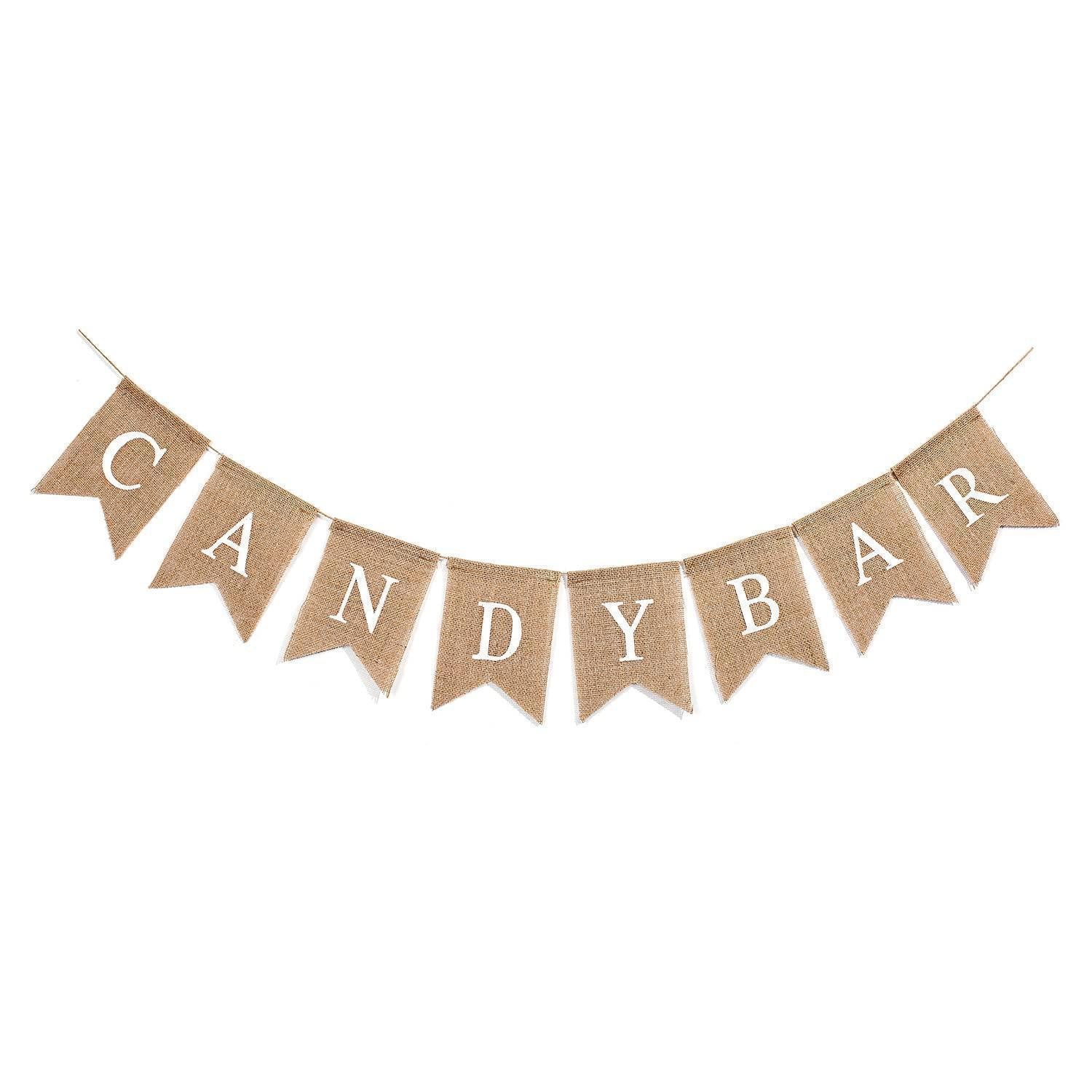 LuxusKollektion Wimpelkette Candy Bar Girlande Leinen Vintage Rustikal