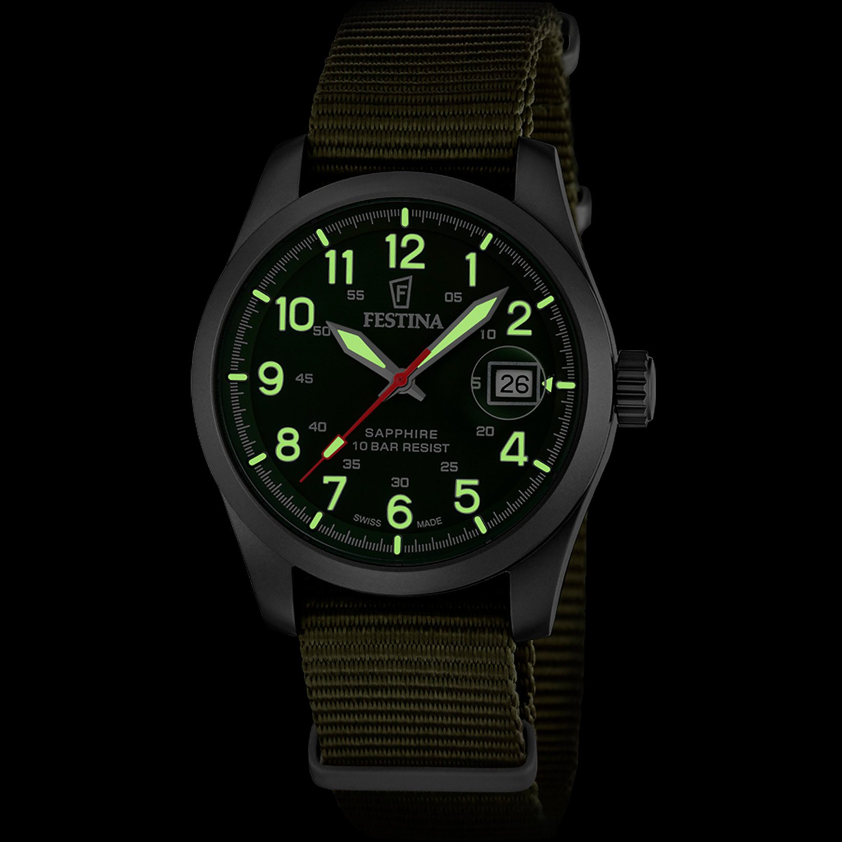Festina Quarzuhr Field Watches F20082/2, Armbanduhr, Damenuhr, Herrenuhr, Swiss Made, analog, Tag