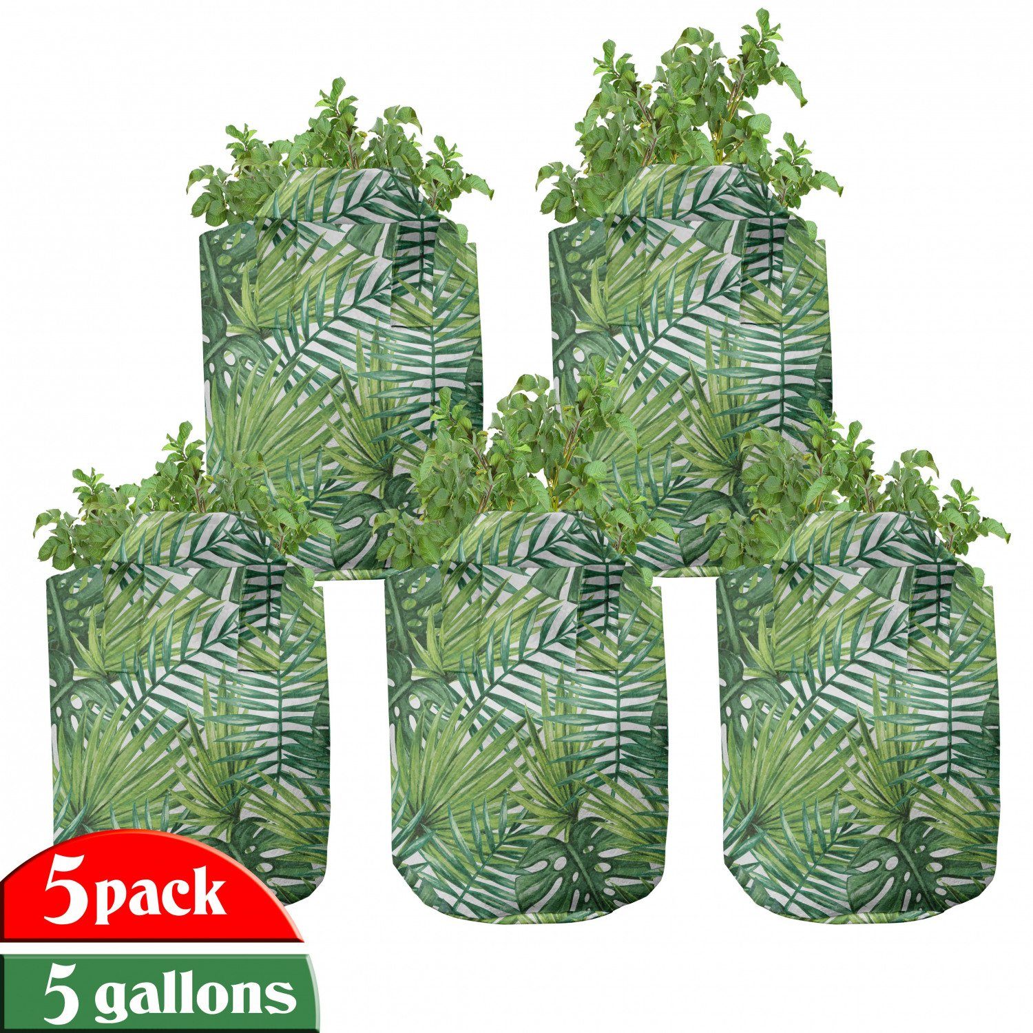 Abakuhaus Pflanzkübel hochleistungsfähig Stofftöpfe mit Griffen für Pflanzen, Blatt Baum-Blätter Aquarell