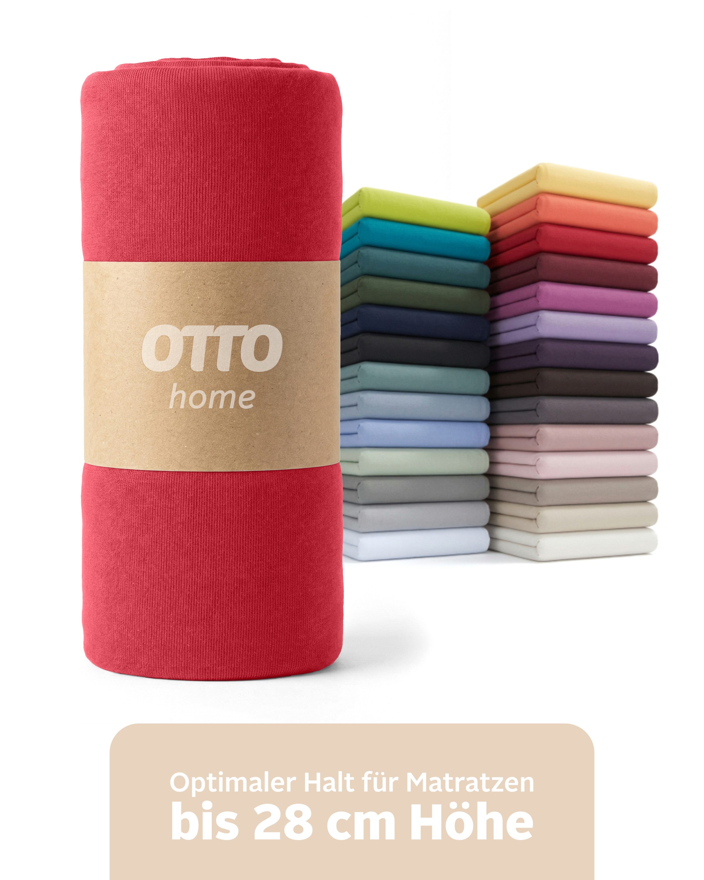 OTTO home Spannbettlaken BLACKBERRY in PREMIUM und BASIC Qualität, 100% Baumwolle, Jersey (110 g/m), Gummizug: rundum, (2 Stück), für hohe Matratzen bis 28 cm, Bettlaken, Spannbetttuch, Boxspring