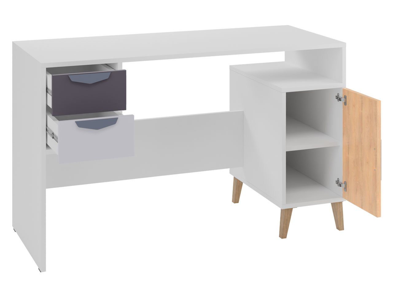 MIRJAN24 Schreibtisch Joker 13 (Drehtür und 2-Schubladen), mit Stauraum, 130x55x76 cm