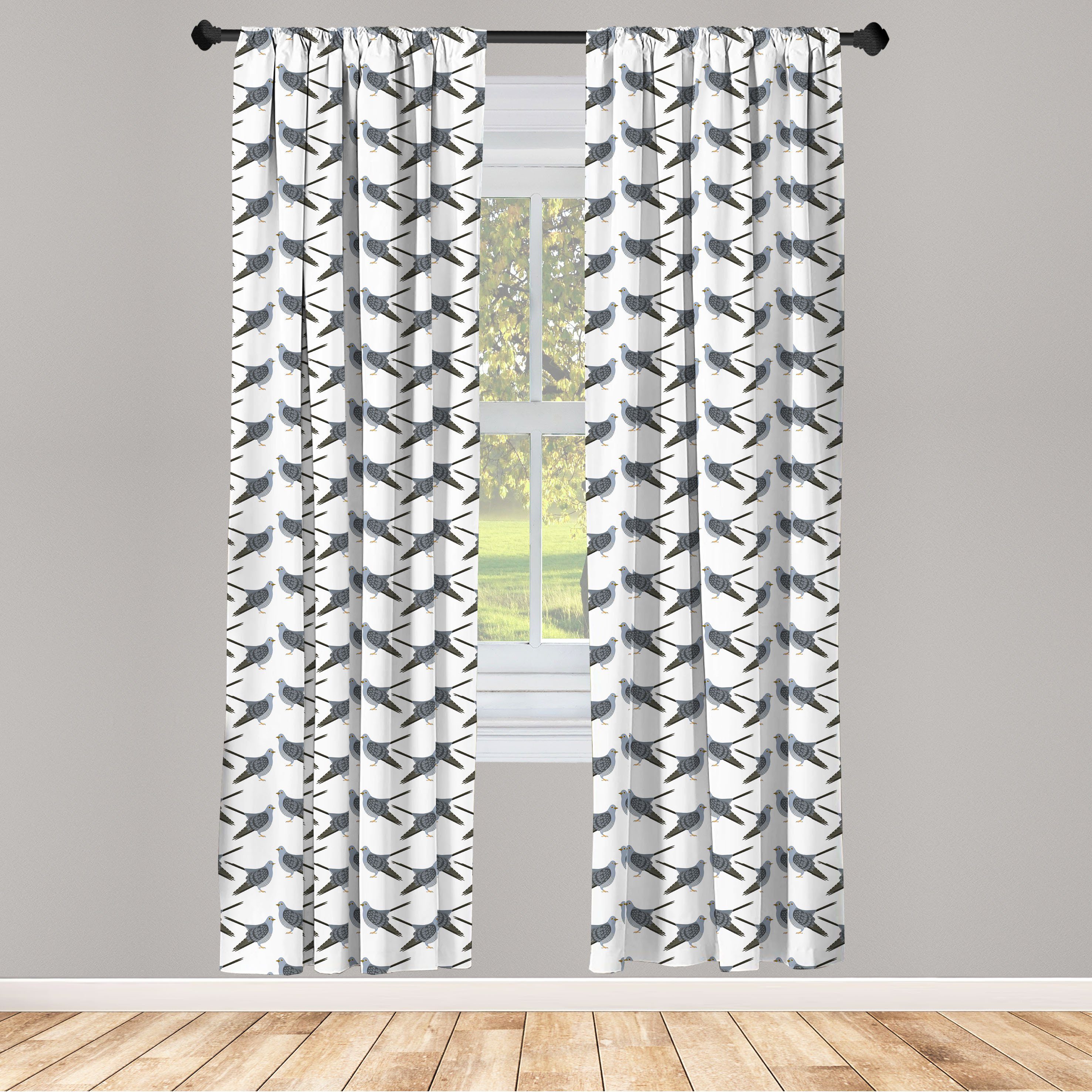 Gardine Vorhang für Wohnzimmer Schlafzimmer Dekor, Abakuhaus, Microfaser, Vogel Tauben-Flügel-Muster-Grafik