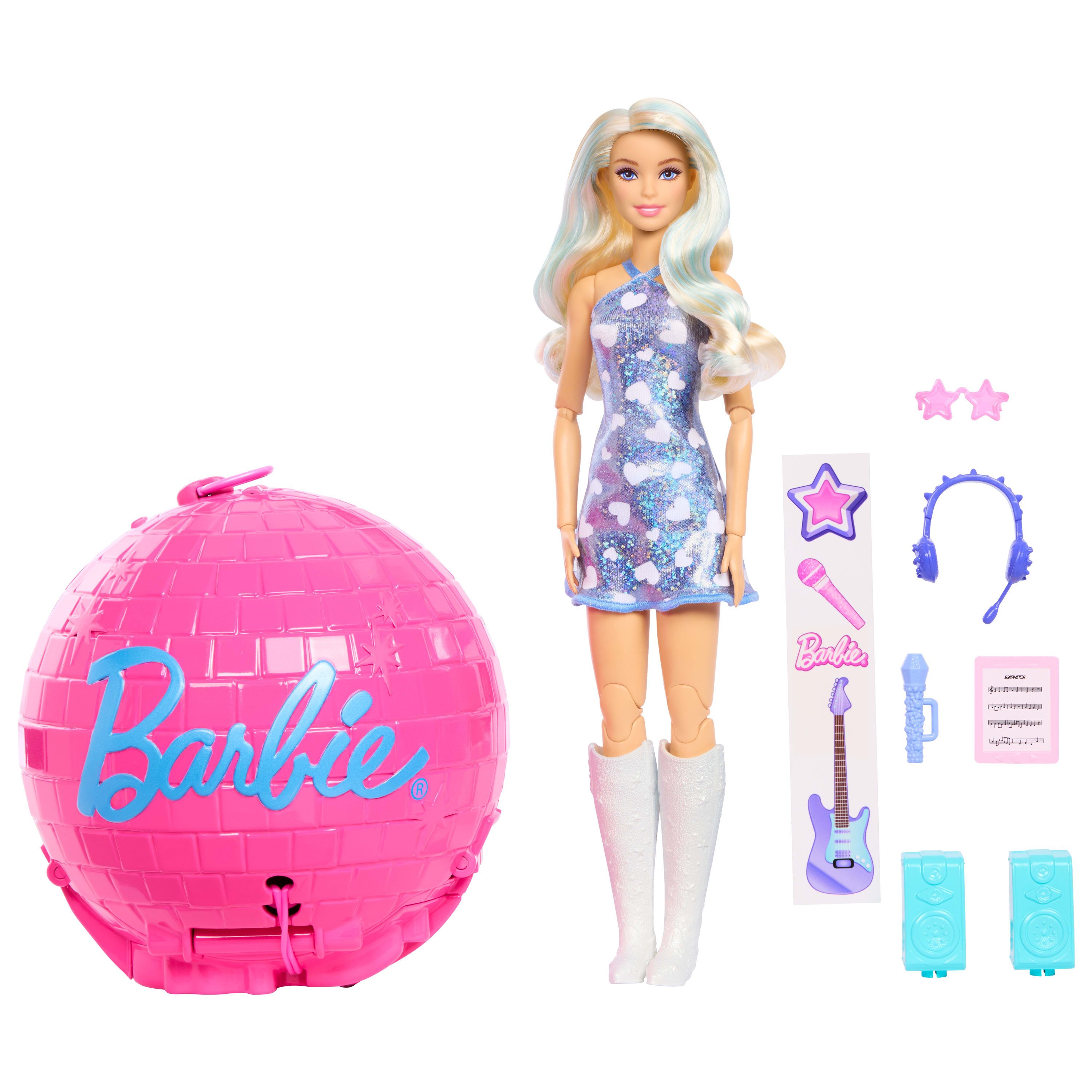 Barbie Anziehpuppe Barbie Team Barbie Roll & Reveal, blond mit Discokugel-Verpackung