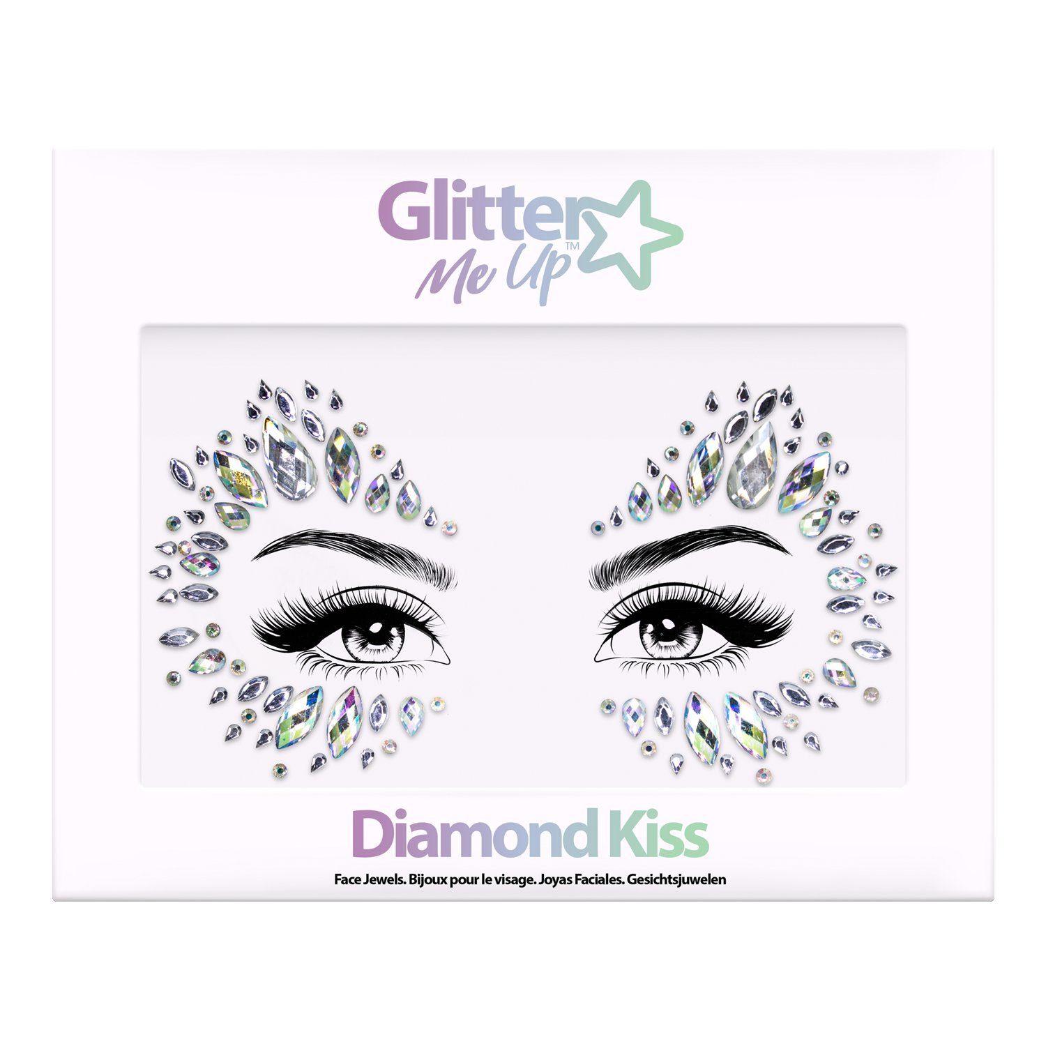 PaintGlow Strass-Tattoo Face Jewels 'Diamond Kiss' - Selbstklebende Glitze