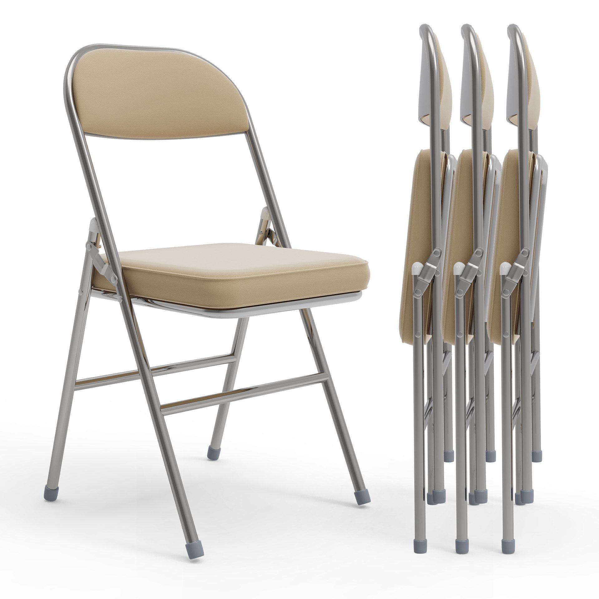 JEOBEST Klappstuhl Kunstleder Stuhl, (Set, 2/4 St)Klappbar, gepolstert, Metallgestell, bis 120 kg belastbar