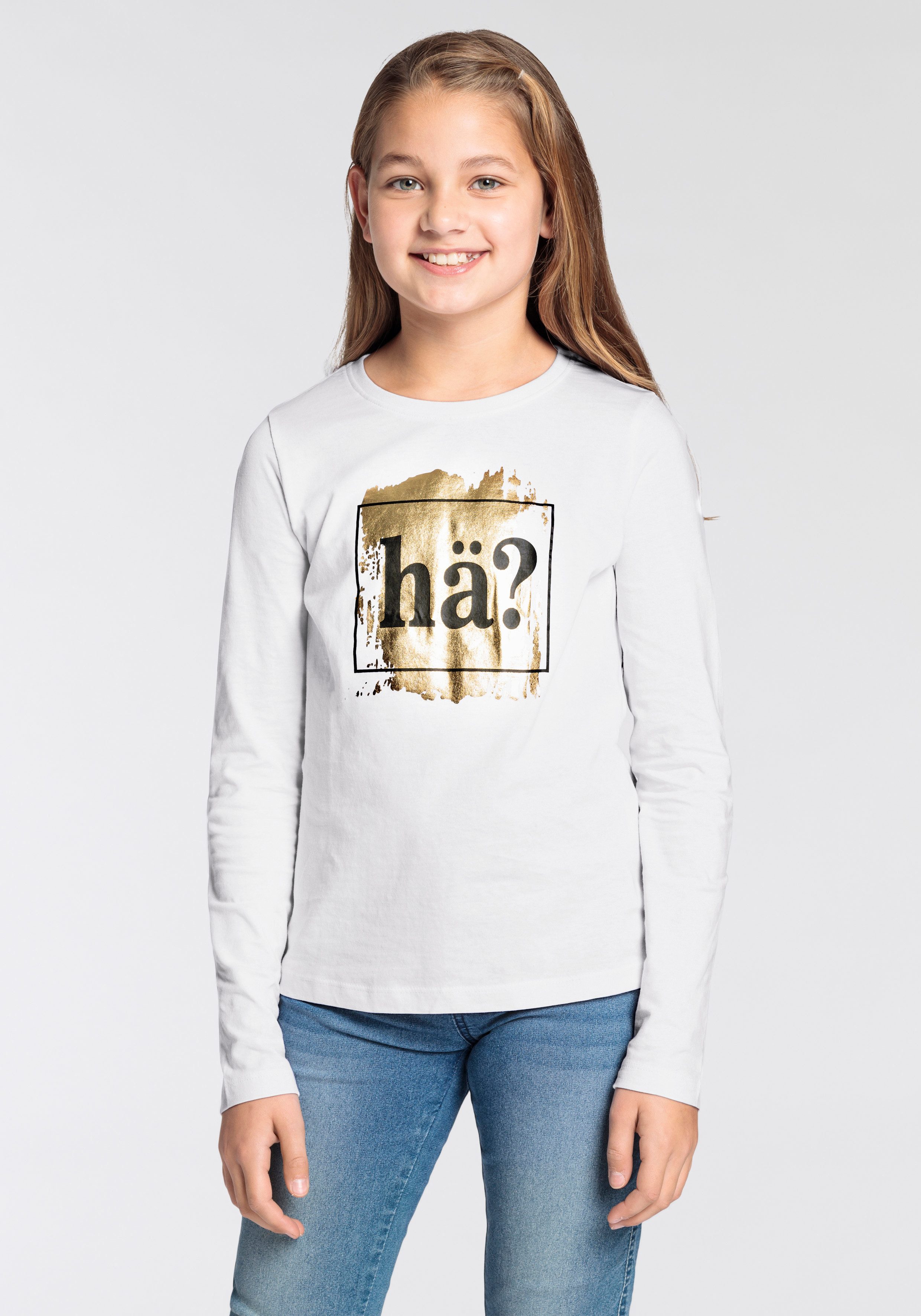 KIDSWORLD Langarmshirt Sprücheshirt Langarm, taillierter Schnitt, mit stylischem Druck