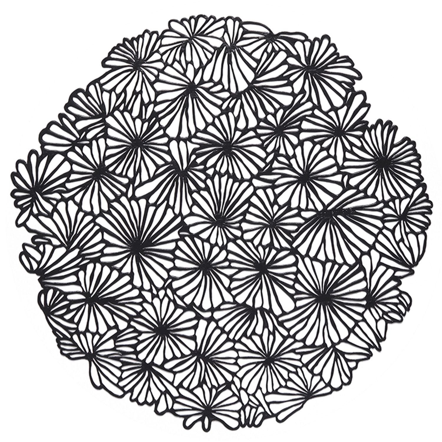 Chilewich Platzset Pressed Vinyl Daisy Round Black, (1-St)
