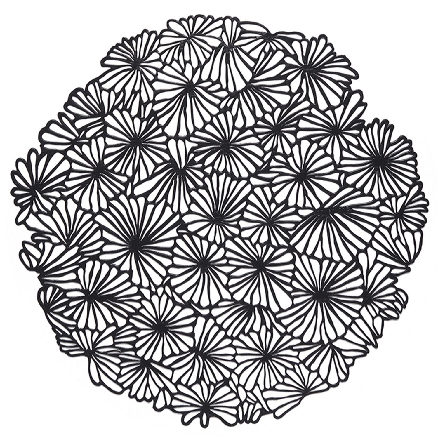 Platzset, Pressed Vinyl Daisy Round Black, Chilewich, (1-St)