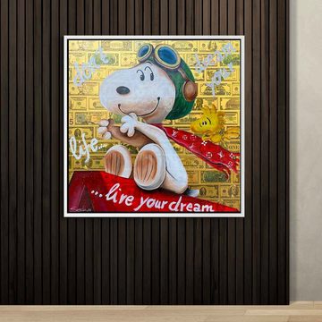 DOTCOMCANVAS® Leinwandbild Dont Dream your Life, Leinwandbild Dont Dream your Life Motivation Snoopy Spruch comic