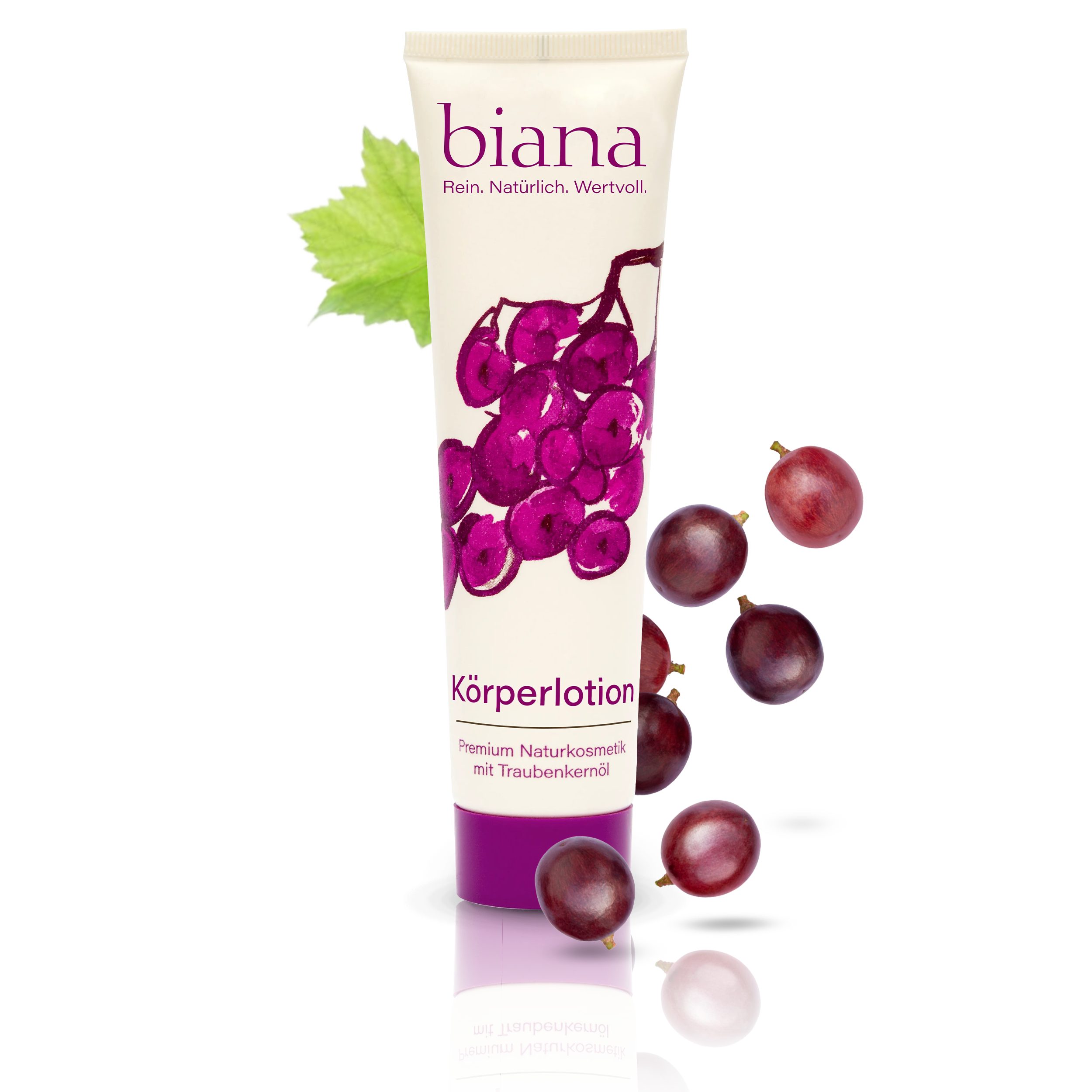 biana Bodylotion – Premium Naturkosmetik mit Traubenkernöl OPC, in einer innovativen Holztuben Verpackung