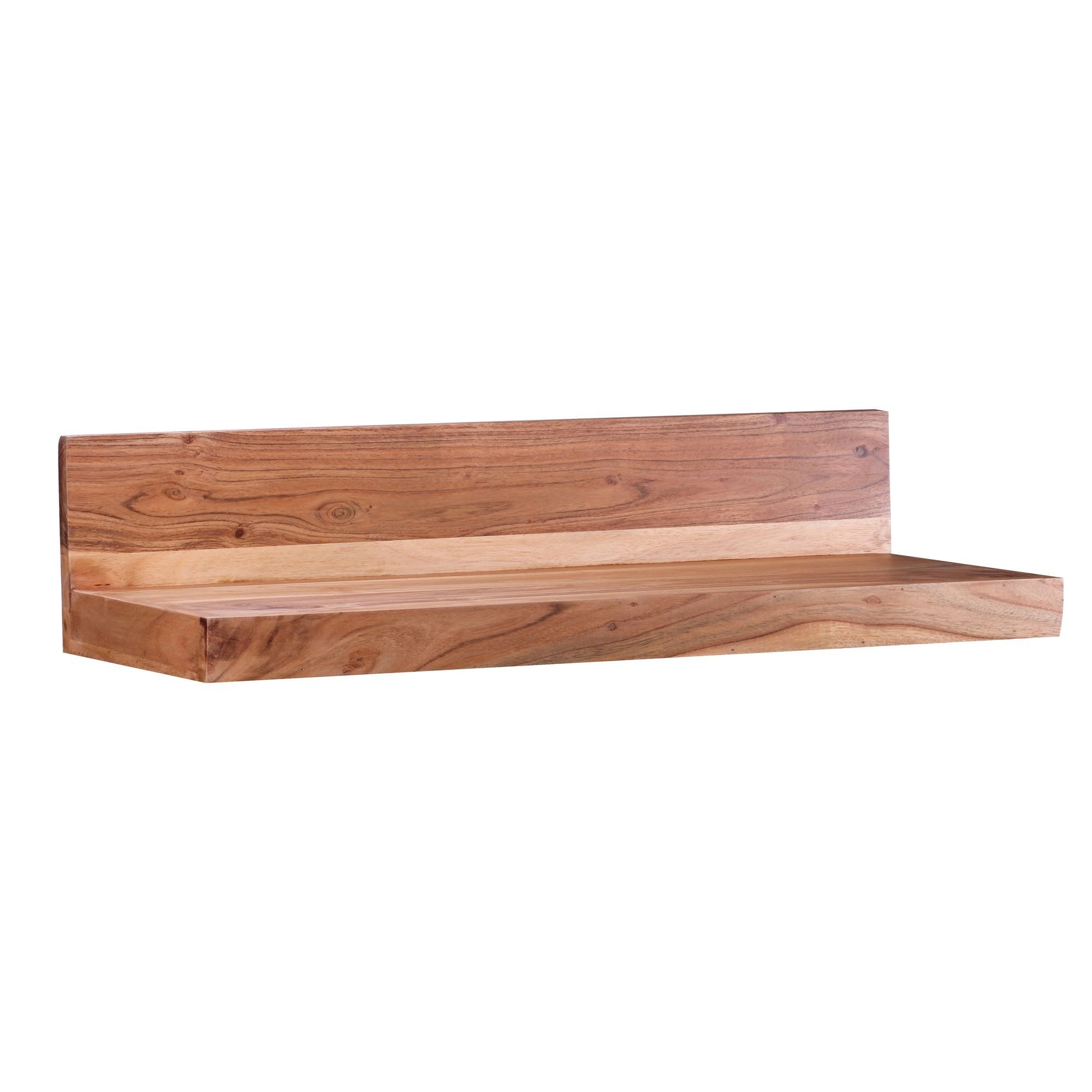 Wohnling Wandregal WL1.575 Massivholz MUMBAI 80 cm Akazie Wandboard Regal massiv Holz M, MUMBAI 80 cm Akazie Massivholzregal, Hängeregal modern Wandboard Echtholz Regal