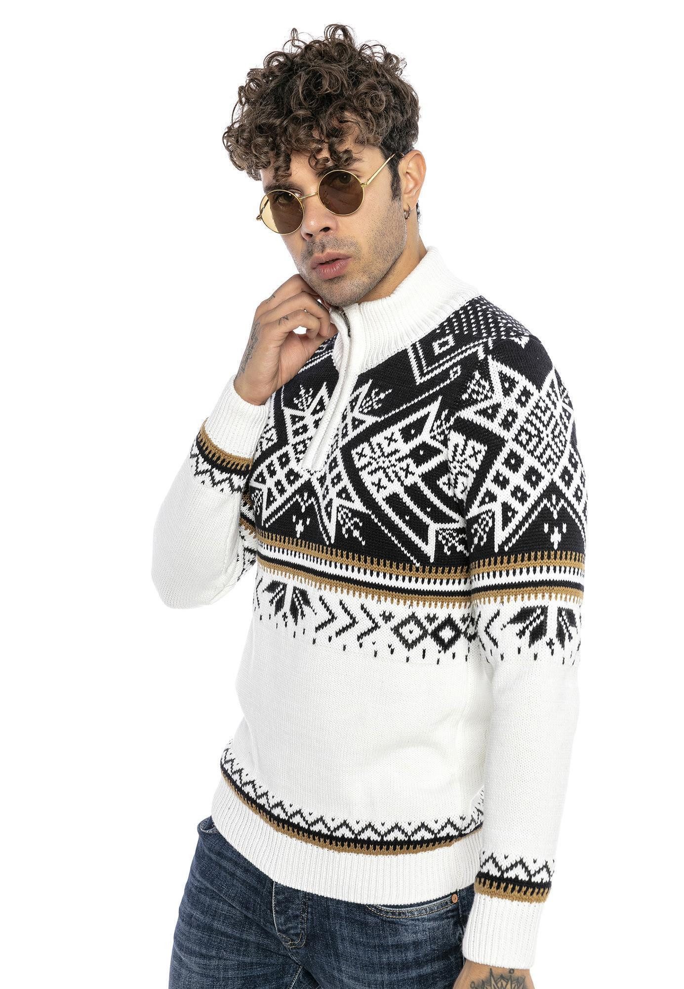 RedBridge Strickpullover Norweger Strickpullover Slim-Fit Stehkragen Kragen günstig online kaufen