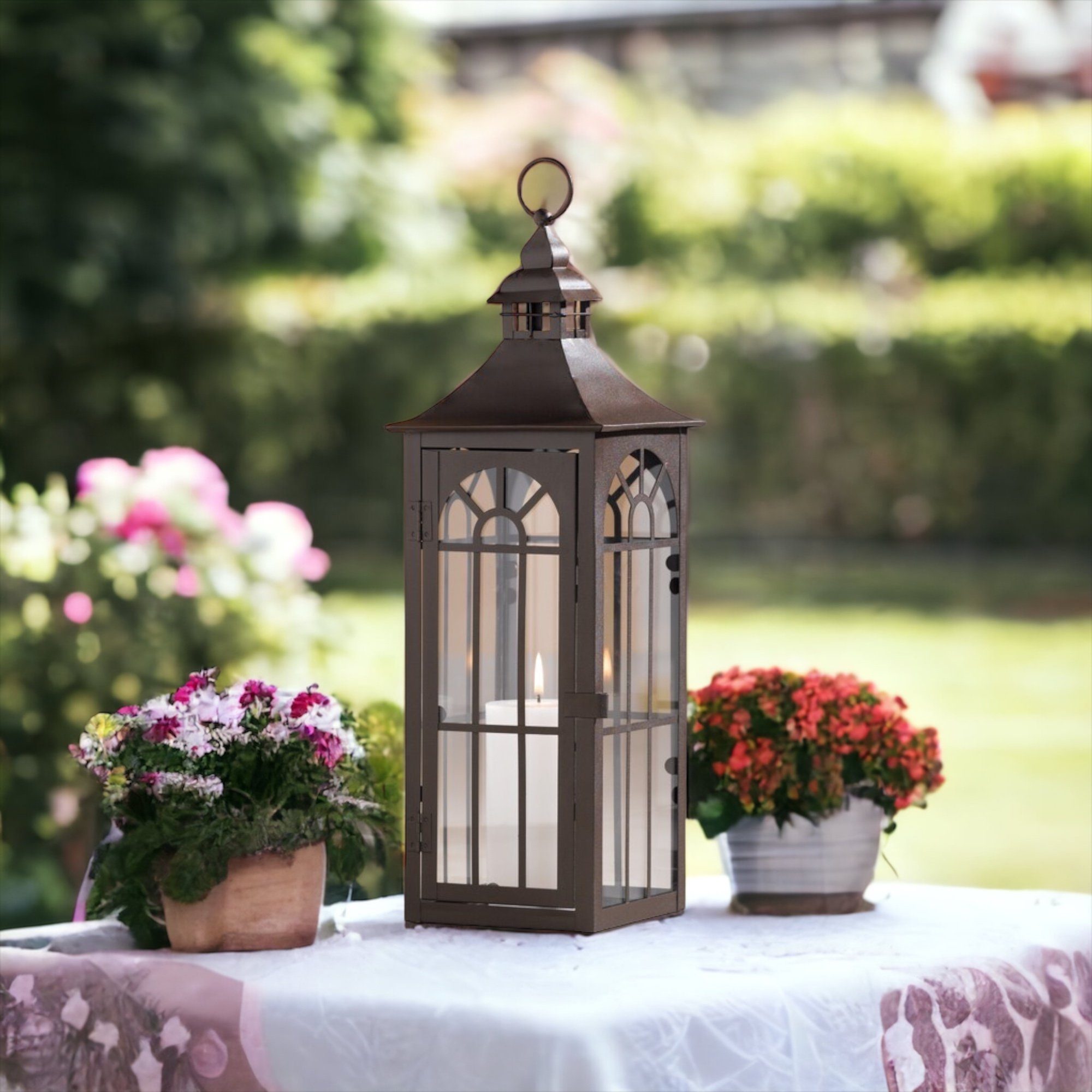 Radami Gartenfigur Laterne Windlicht Gartenlaterne Metall 45 cm